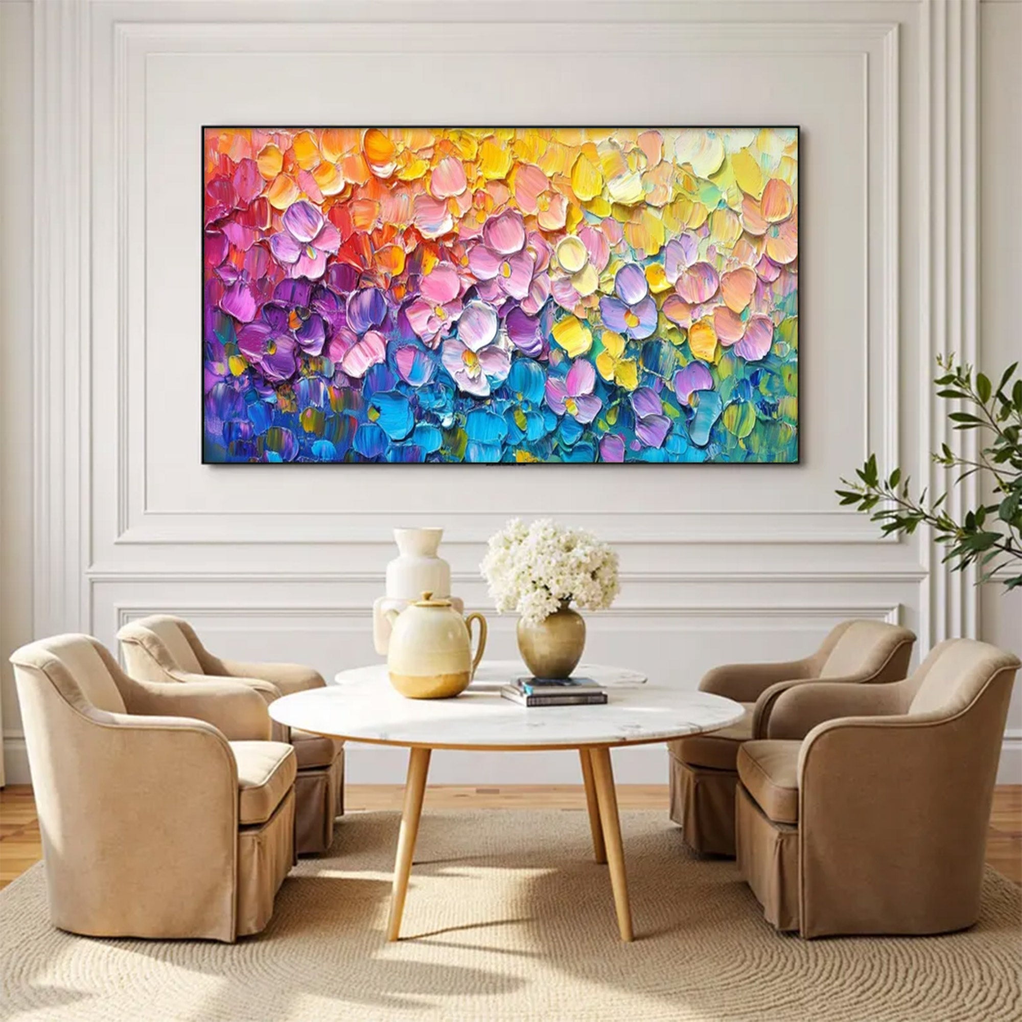 Large Modern Textured Floral Field Art | ArtvistaGallery  #WGA 039