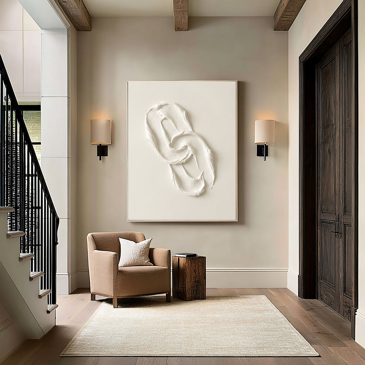 An Endless Gesture Large White Textured Abstract Wall Art Sculptural Relief Contemporary Minimalist Artwork