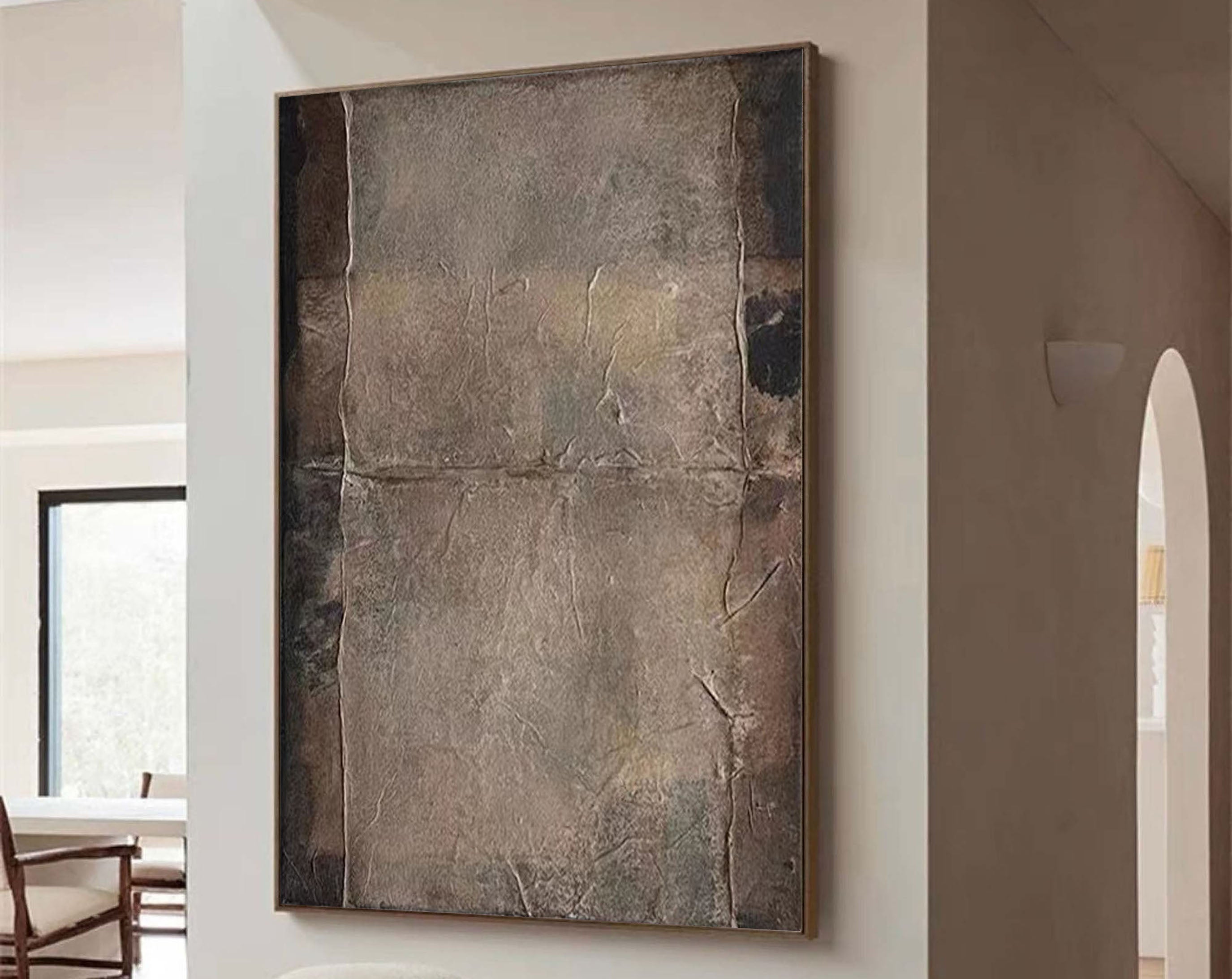Beige & Brown Abstract Painting #LL 017