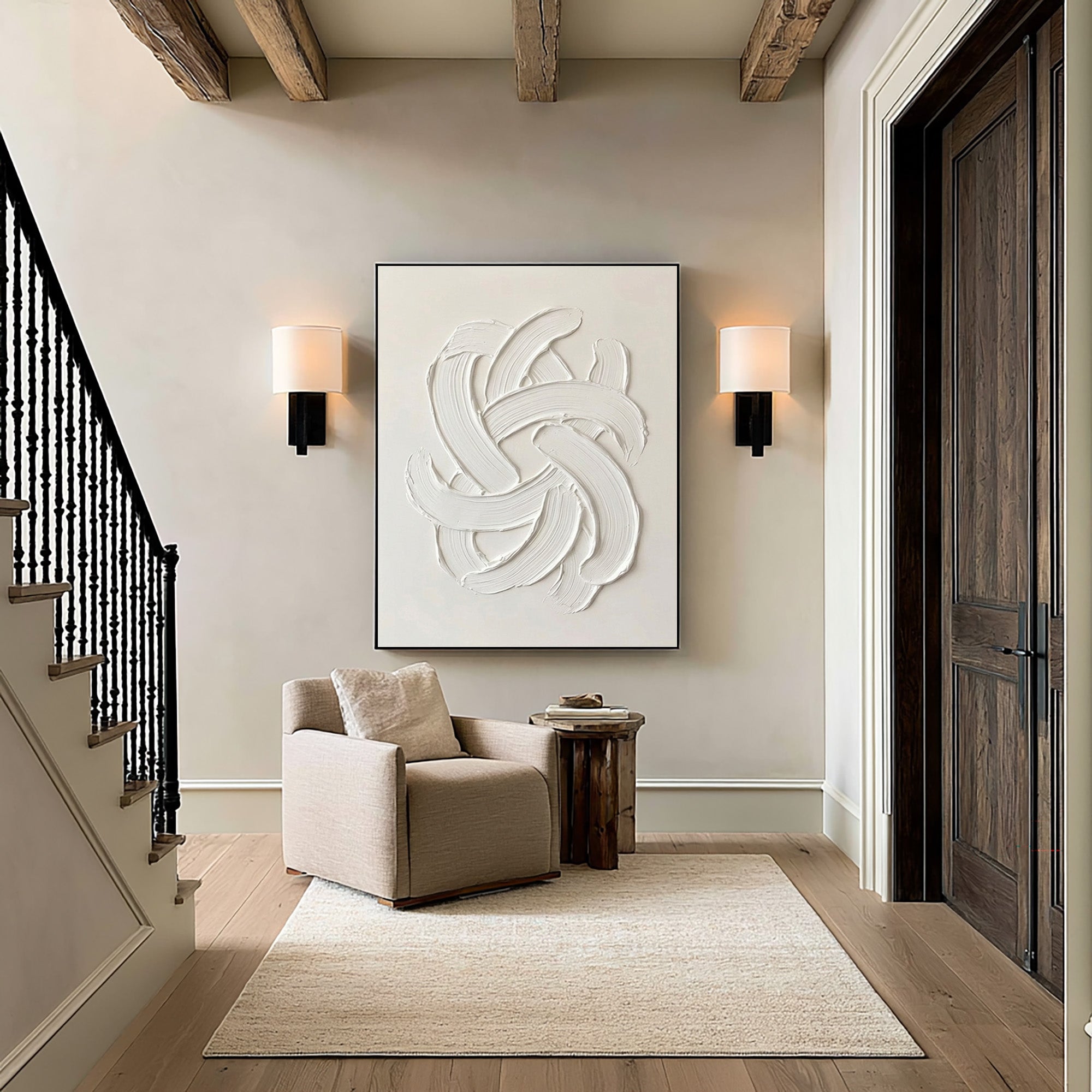 Large Minimal Textured Abstract Wall Art Hand Painted Oil Painting Contemporary Sculpture Inspired Artwork Modern Luxury Home Decor