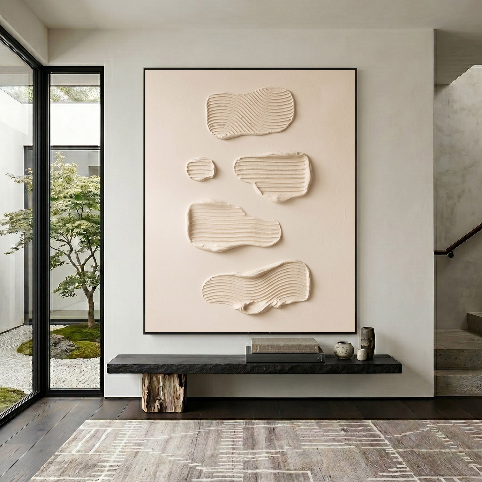 Large Textured Wall Art Minimalist Abstract Plaster Painting Neutral Modern Contemporary Home Decor