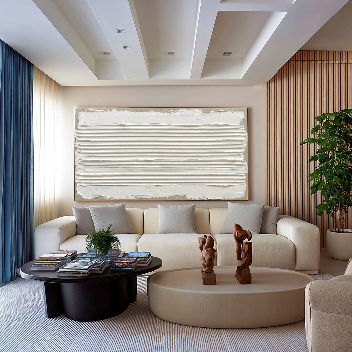 Traces Left By Moving Water Large Textured Wall Art Horizontal Relief Painting Modern Abstract Home Decor