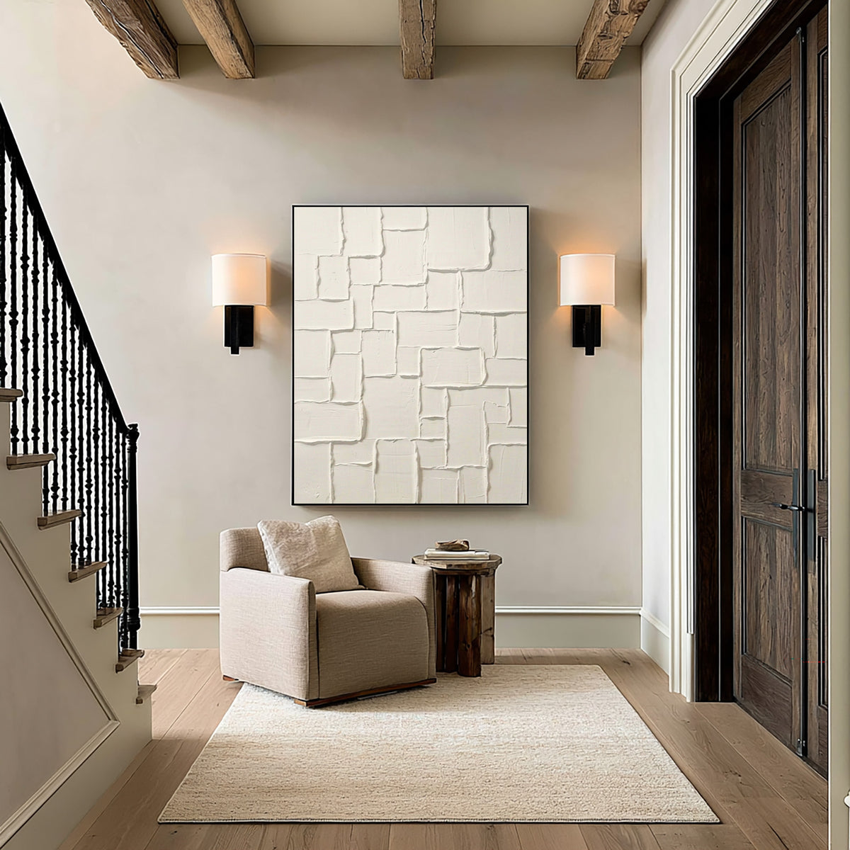 Endless White Layers Large Abstract Wall Art Textured White Relief Contemporary Artwork Luxury Home Decor