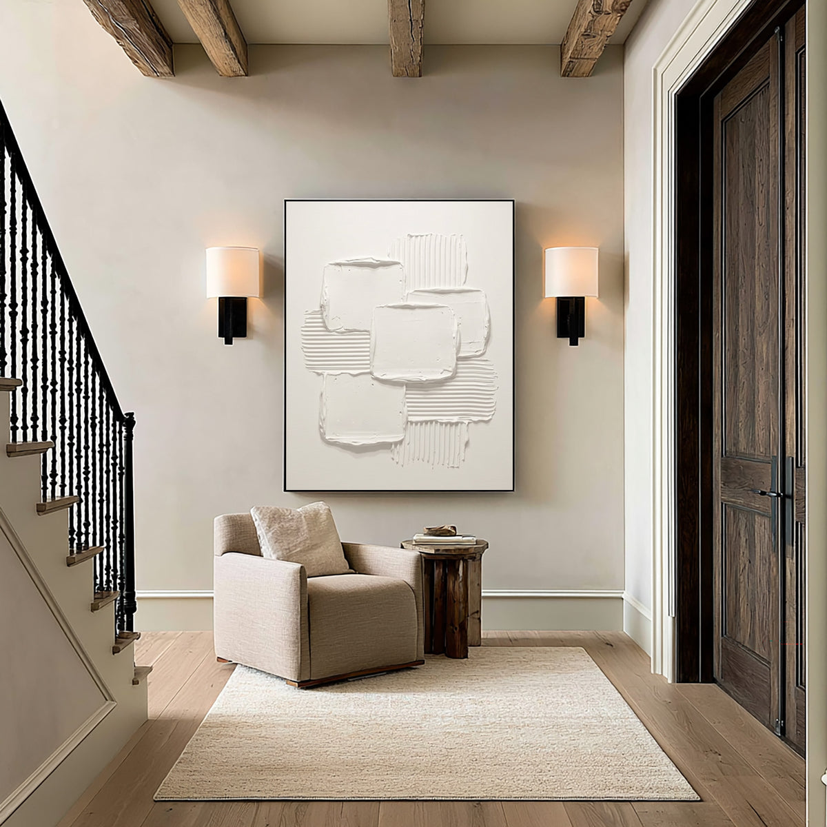 Balance Of Forms And Texture Large White Abstract Wall Art Textured Relief Contemporary Minimalist Artwork