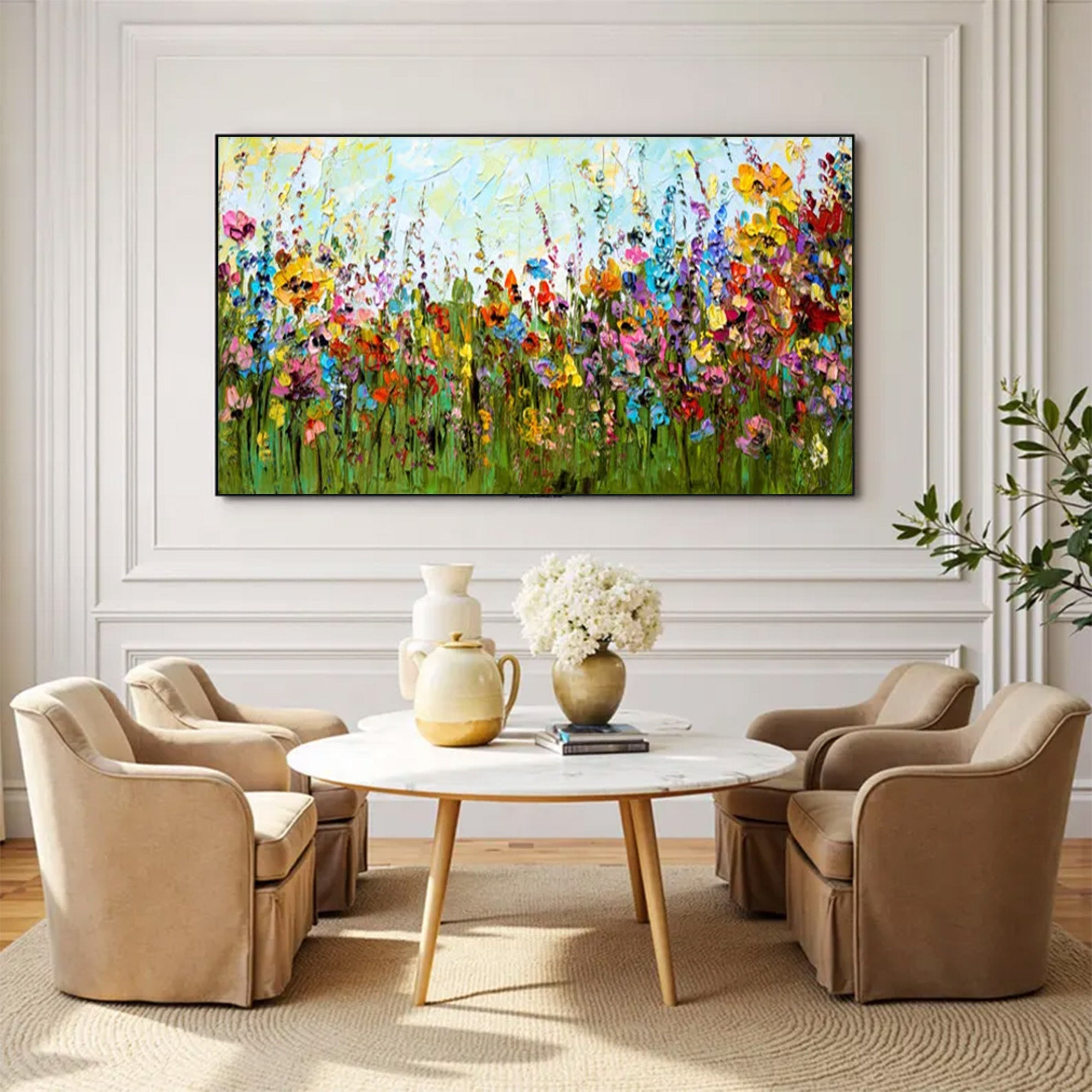 Large Abstract Navy Blue & Gold Square | ArtvistaGallery  #WGA 040