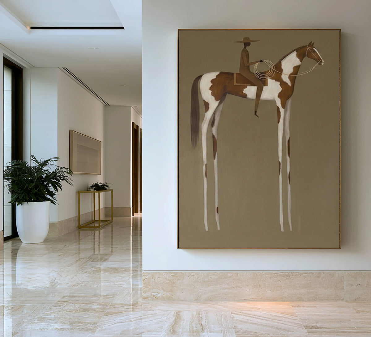 Large Timeless Equestrian Wall Art Horse Rider Oil Painting Cowboy Cowgirl Inspired Vintage Americana Western Artwork Modern Home Decor