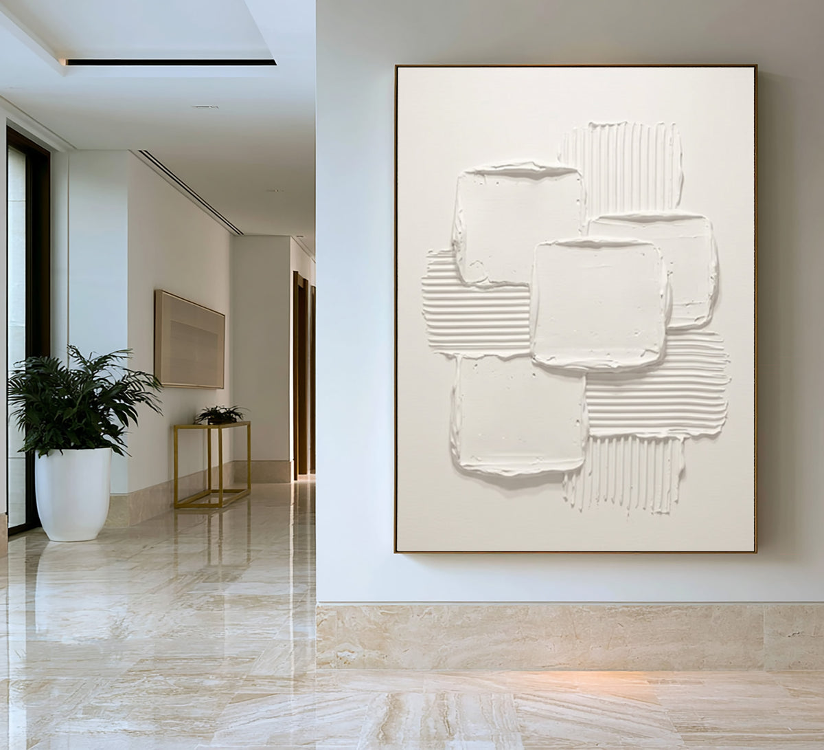 Balance Of Forms And Texture Large White Abstract Wall Art Textured Relief Contemporary Minimalist Artwork