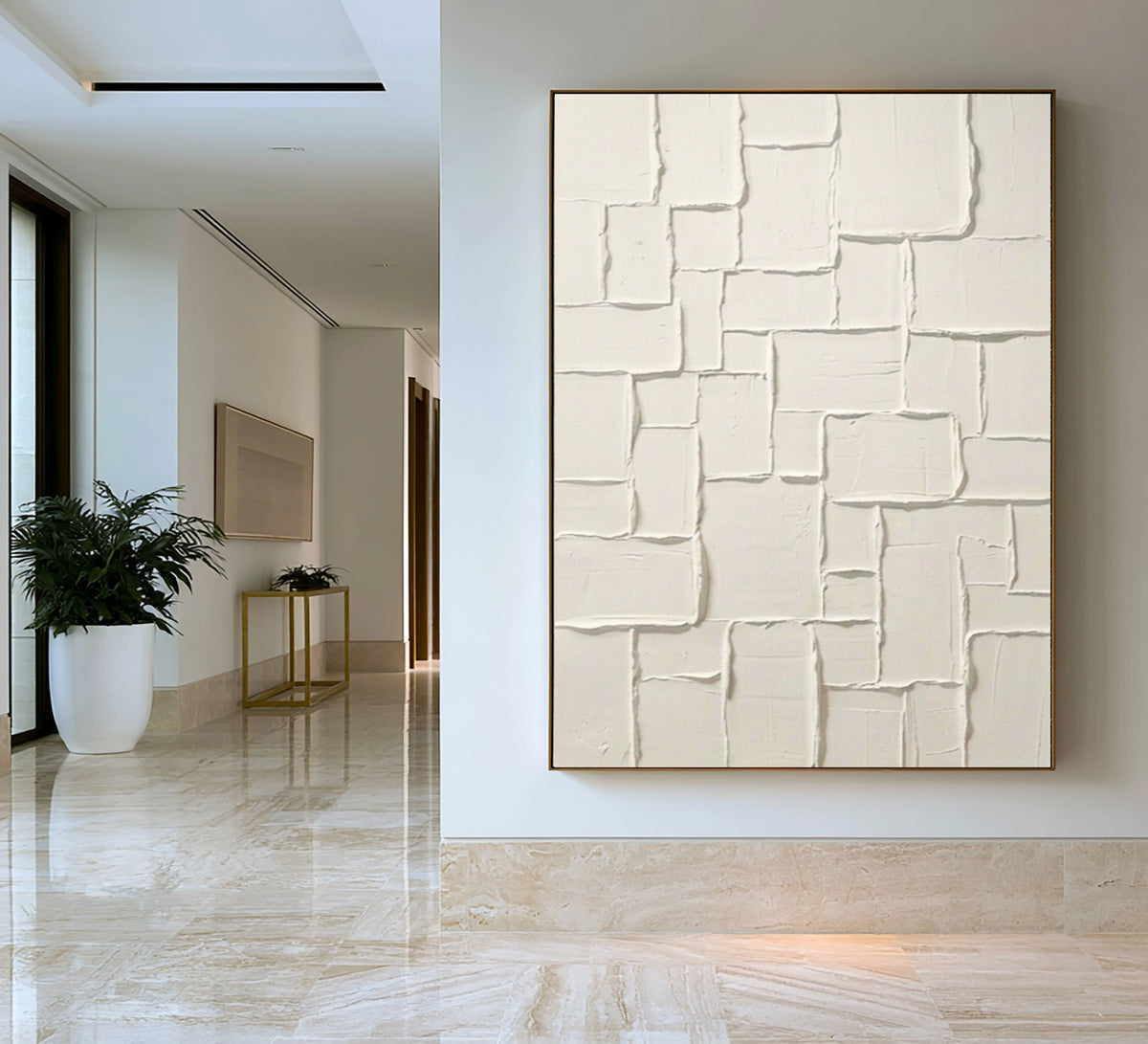 Endless White Layers Large Abstract Wall Art Textured White Relief Contemporary Artwork Luxury Home Decor