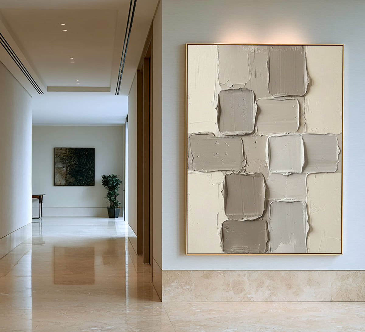 Fragments Suspended In Soft Light Large Neutral Abstract Wall Art Textured Sculptural Relief Painting