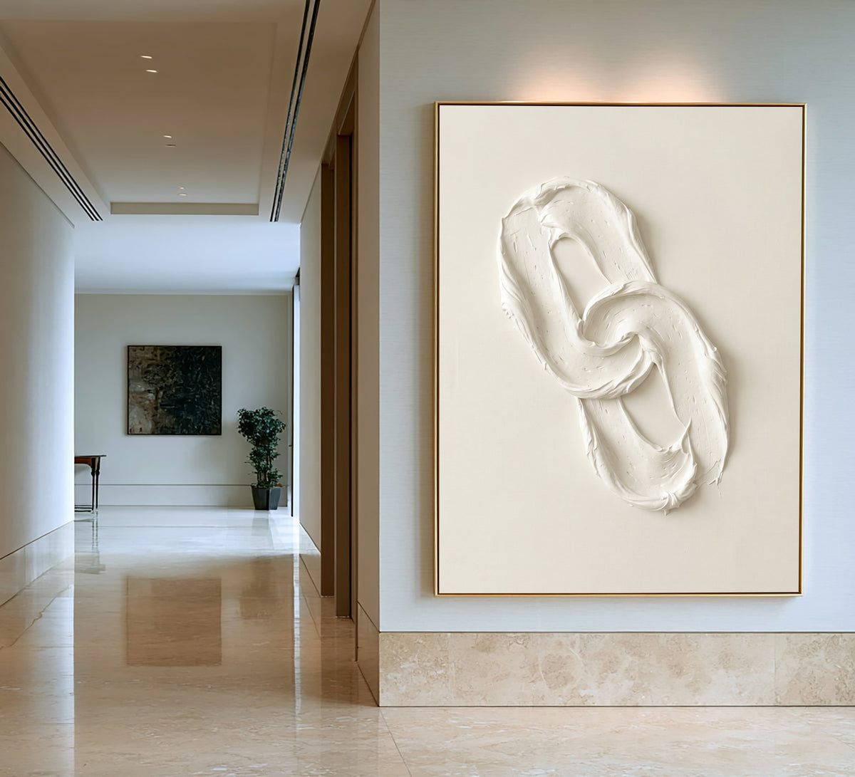 An Endless Gesture Large White Textured Abstract Wall Art Sculptural Relief Contemporary Minimalist Artwork