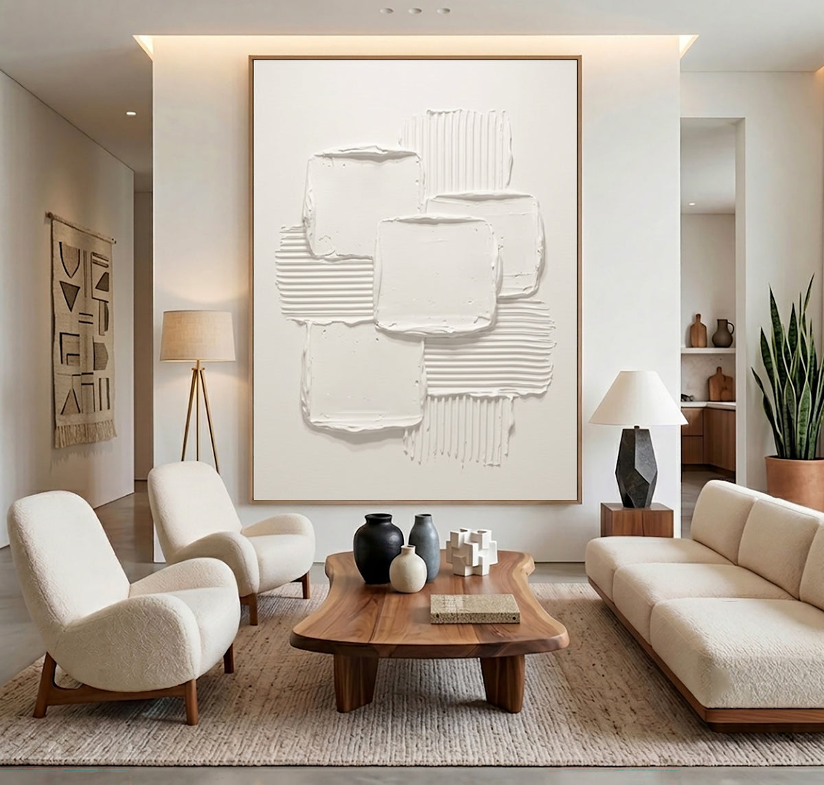 Balance Of Forms And Texture Large White Abstract Wall Art Textured Relief Contemporary Minimalist Artwork