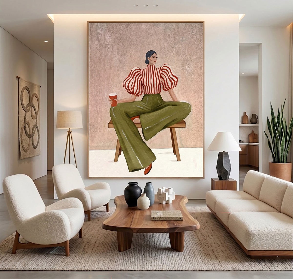 A Seat of Her Own Contemporary Fashion Figurative Painting Hand Painted Wall Art