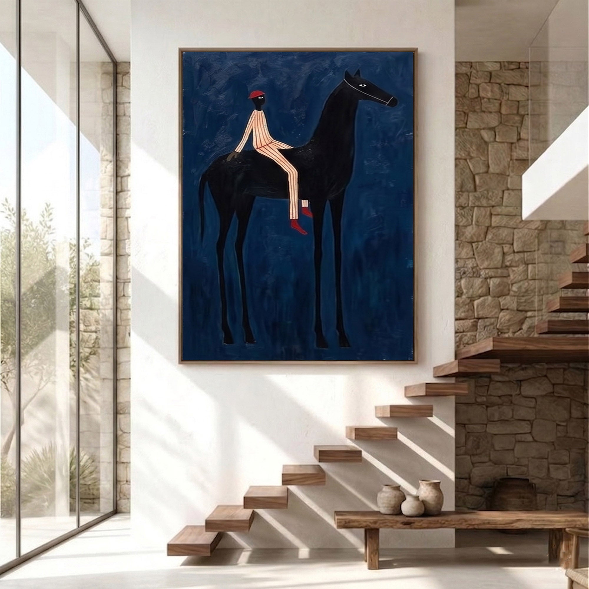 Large Modern Cowboy Wall Art Contemporary Equestrian Painting