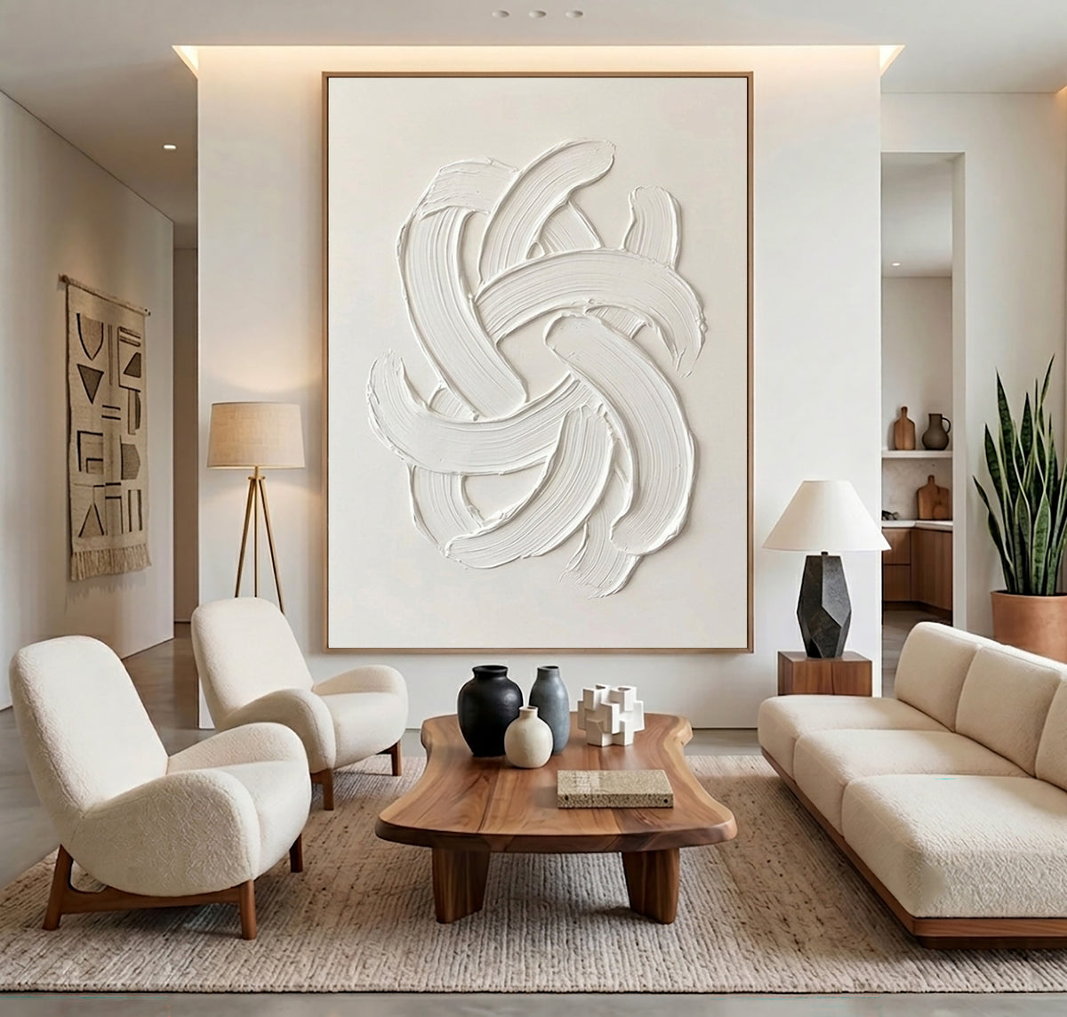 Large Minimal Textured Abstract Wall Art Hand Painted Oil Painting Contemporary Sculpture Inspired Artwork Modern Luxury Home Decor