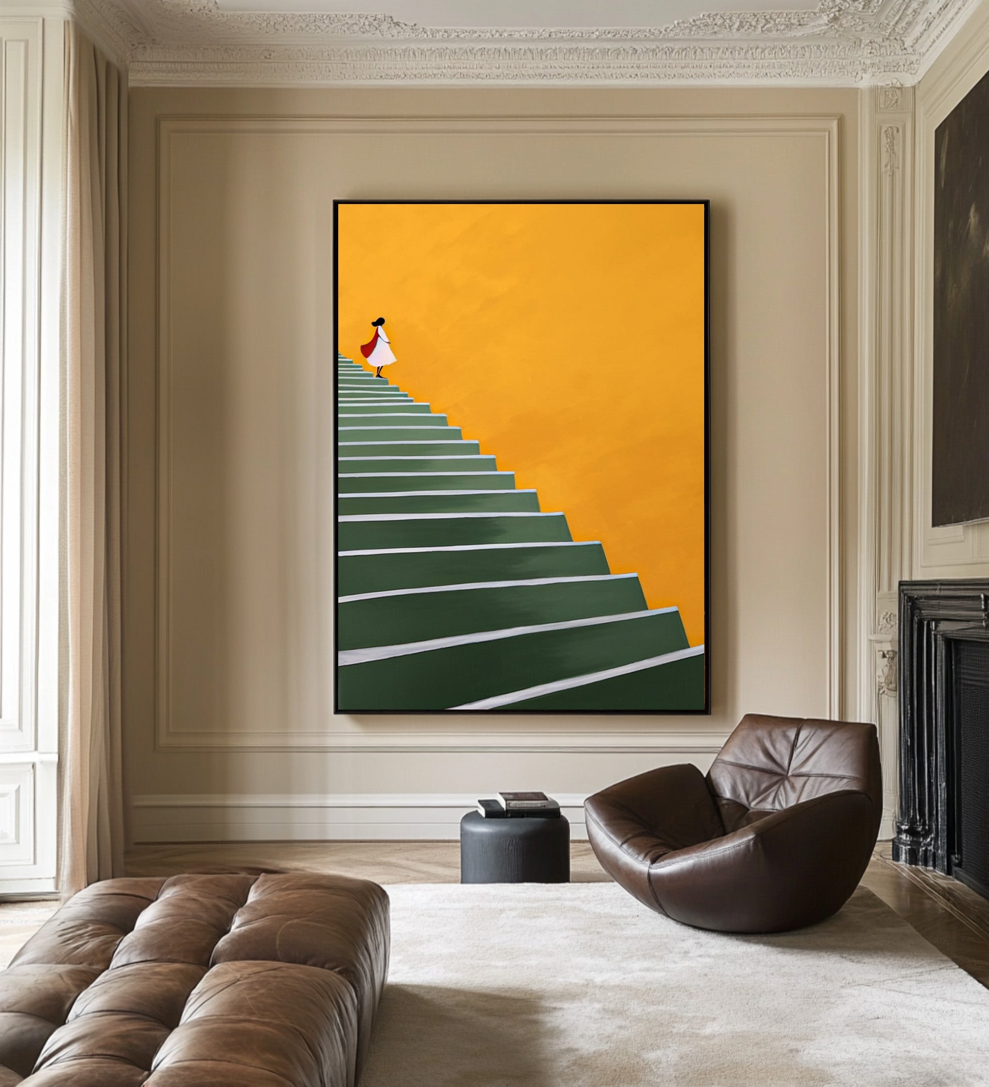 Large Contemporary Abstract Oil Painting, Minimalist Figure Art for Modern Interior | ArtvistaGallery #WAB 012