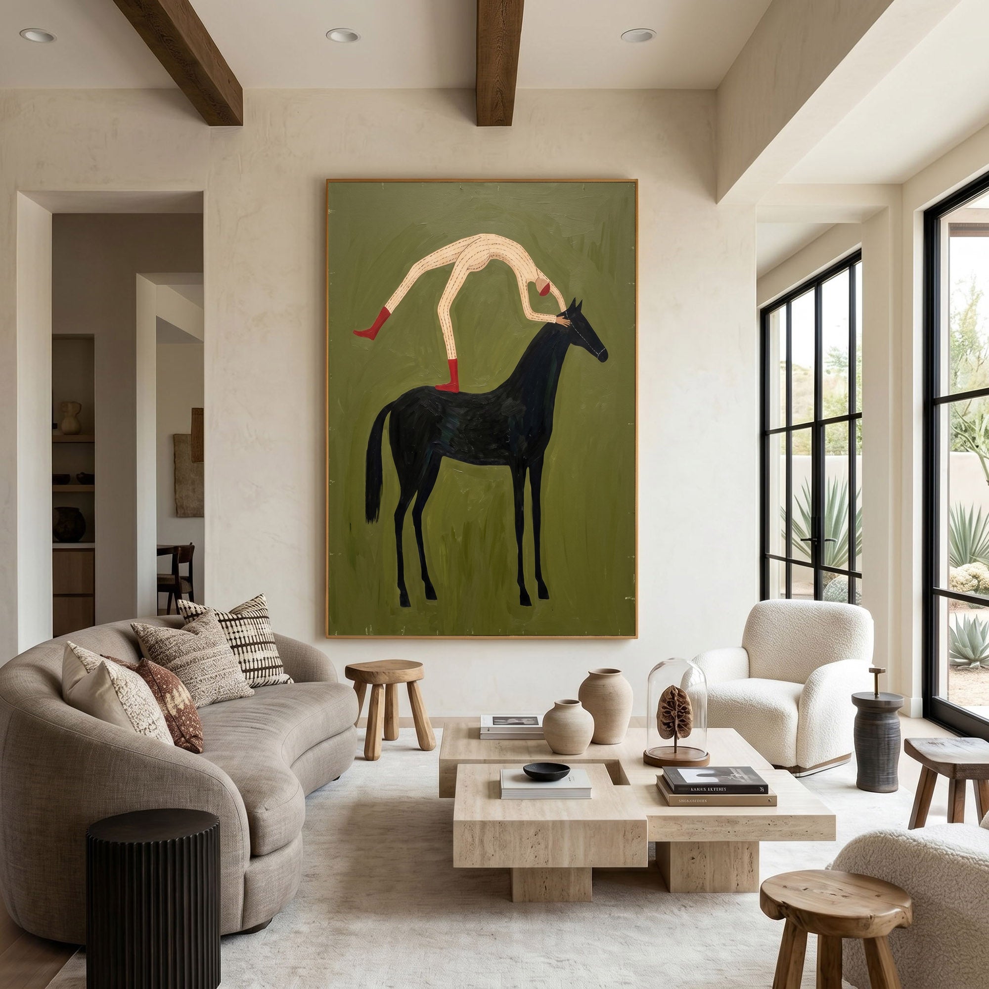 Large Cowboy Horse Wall Art Contemporary Western Figurative Painting