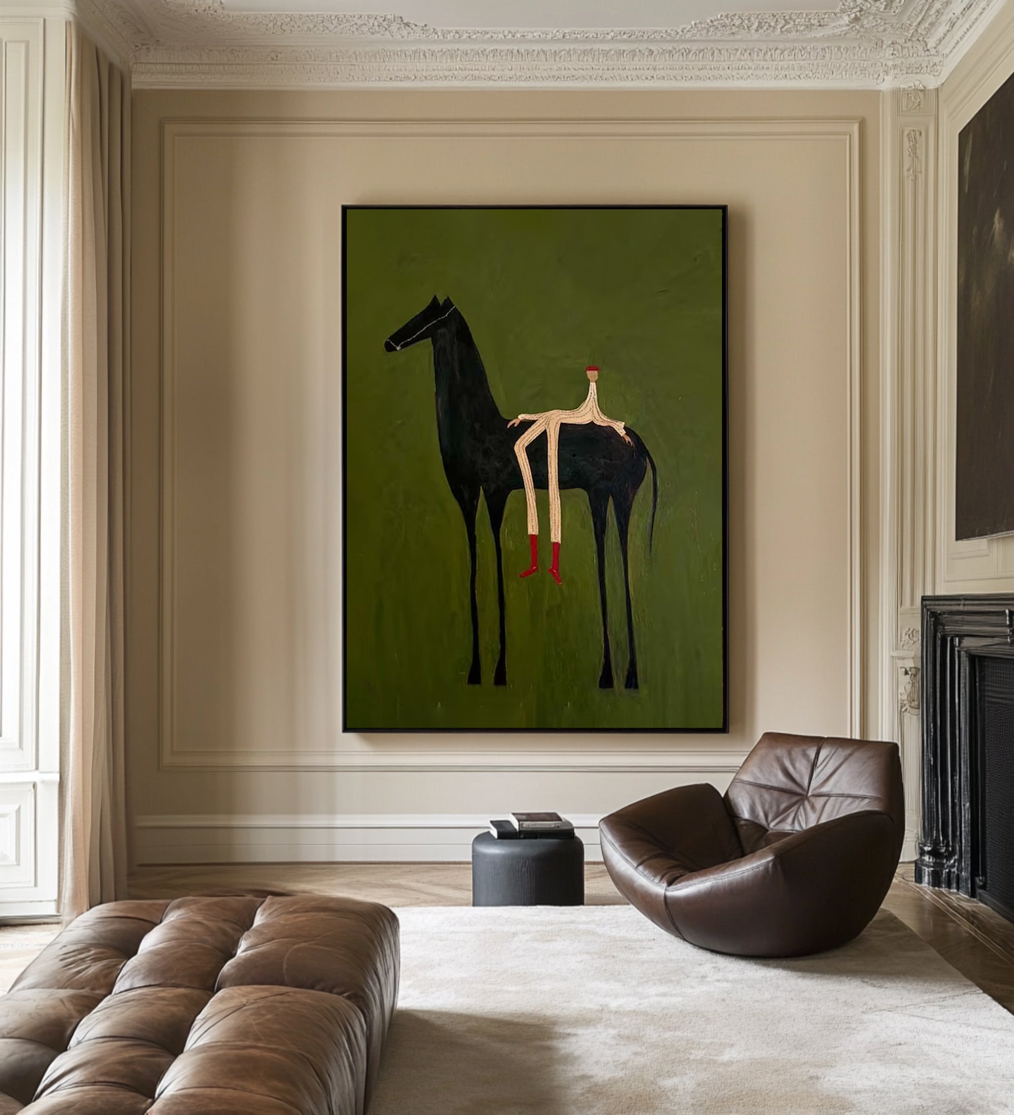 Large Surreal Horse Painting Contemporary Figurative Wall Art 
