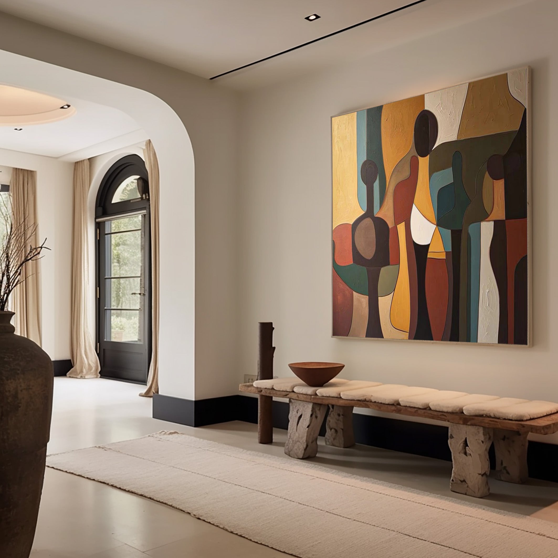 Square Abstract Figure Composition, Rich Earth Tones #BGA 141
