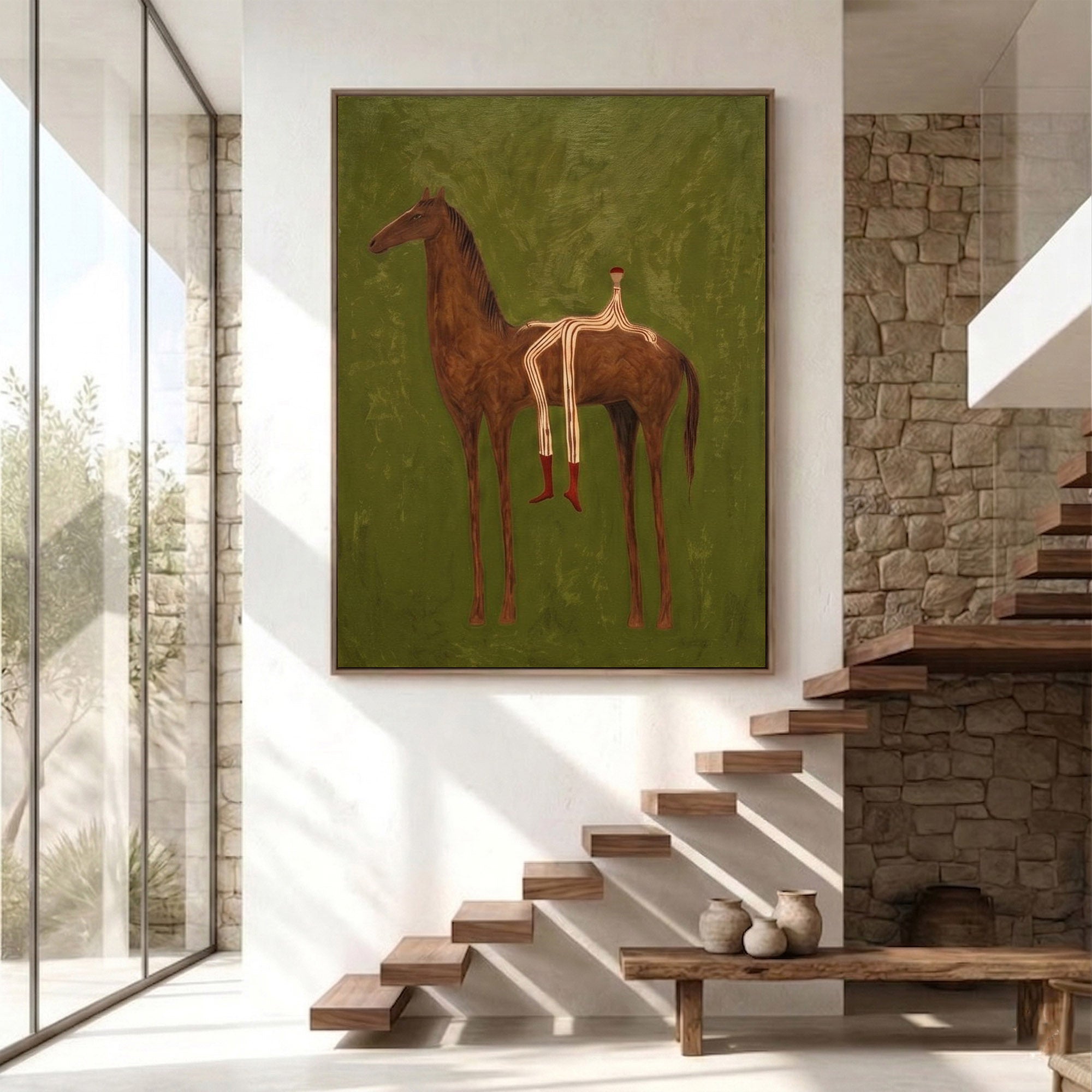 Large Cowboy Horse Wall Art Contemporary Western Figurative Painting