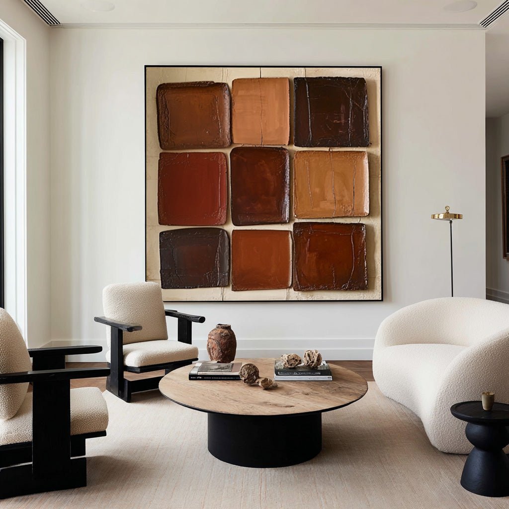 Large Contemporary Abstract Oil Painting, Earth Tone Textured Art for Modern Interior | ArtvistaGallery #WGA 009