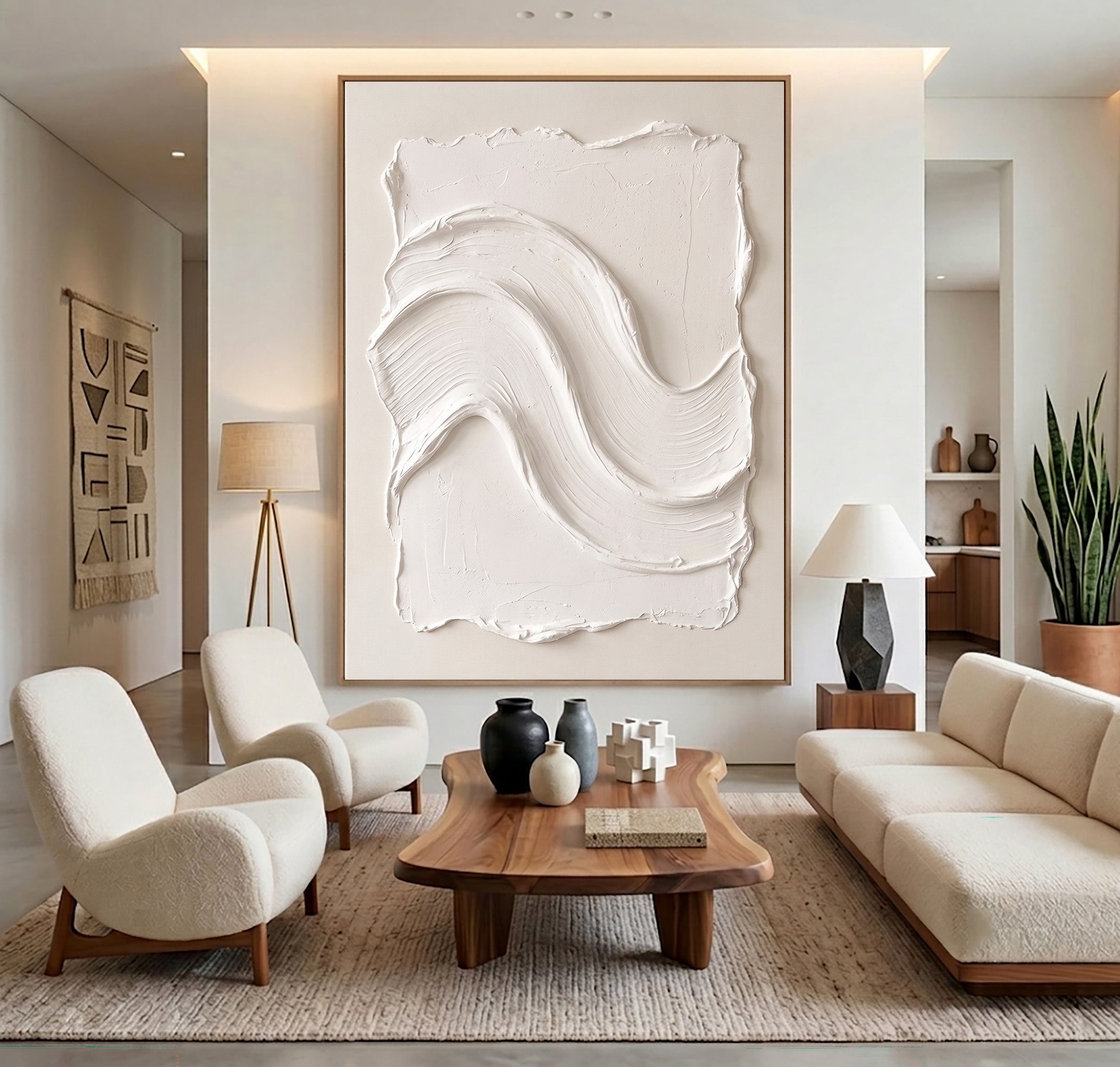 Large Organic Modern Textured Wall Art Abstract Oil Painting Sculptural Minimalist Artwork Neutral Luxury Home Decor