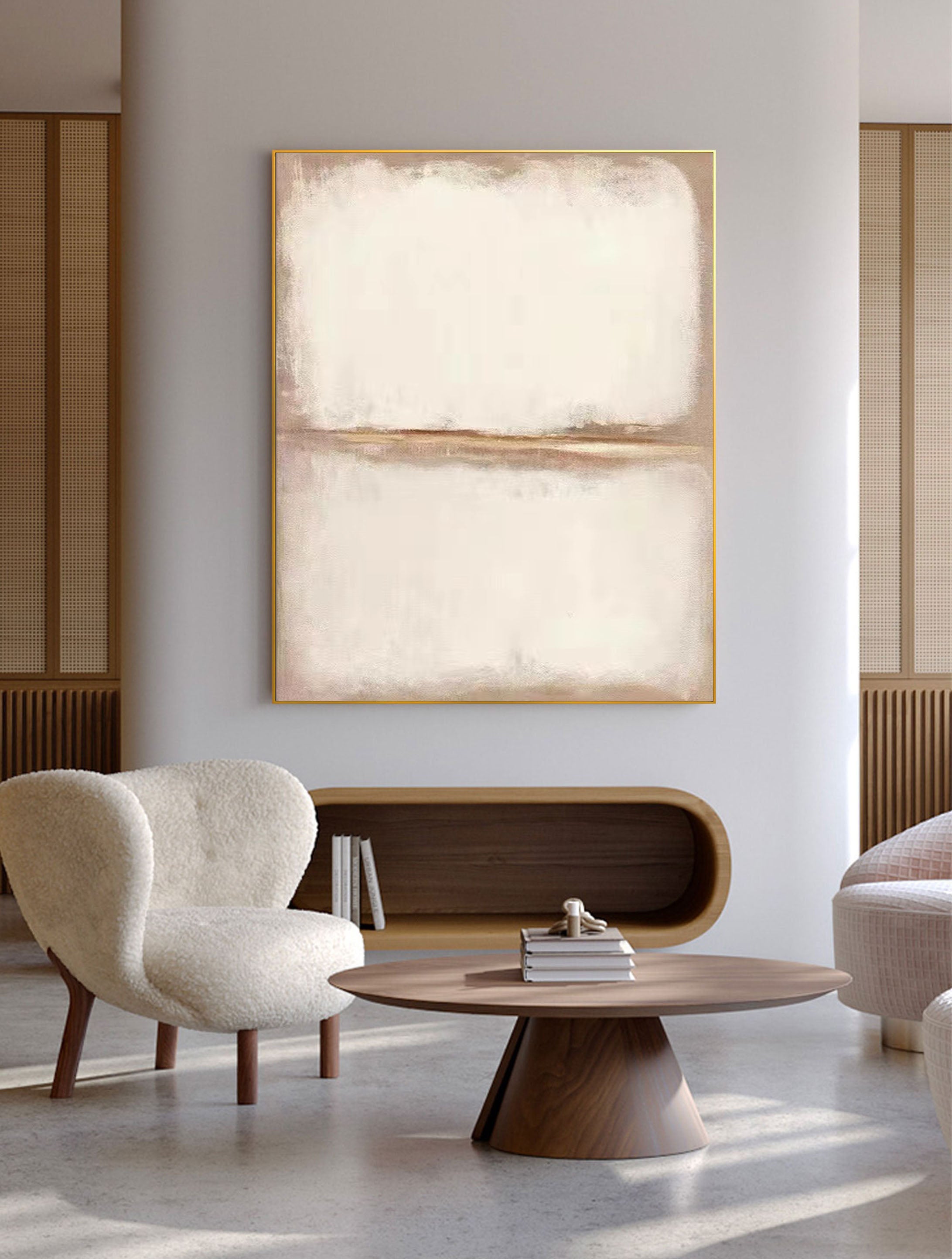 Beige & Brown Abstract Painting #LL 044