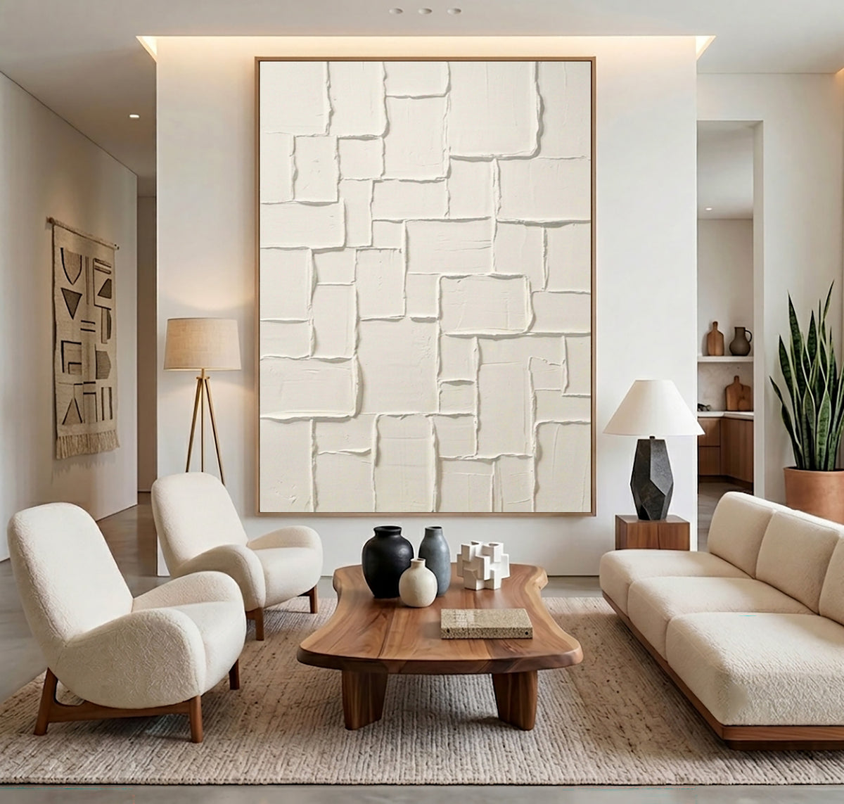 Endless White Layers Large Abstract Wall Art Textured White Relief Contemporary Artwork Luxury Home Decor