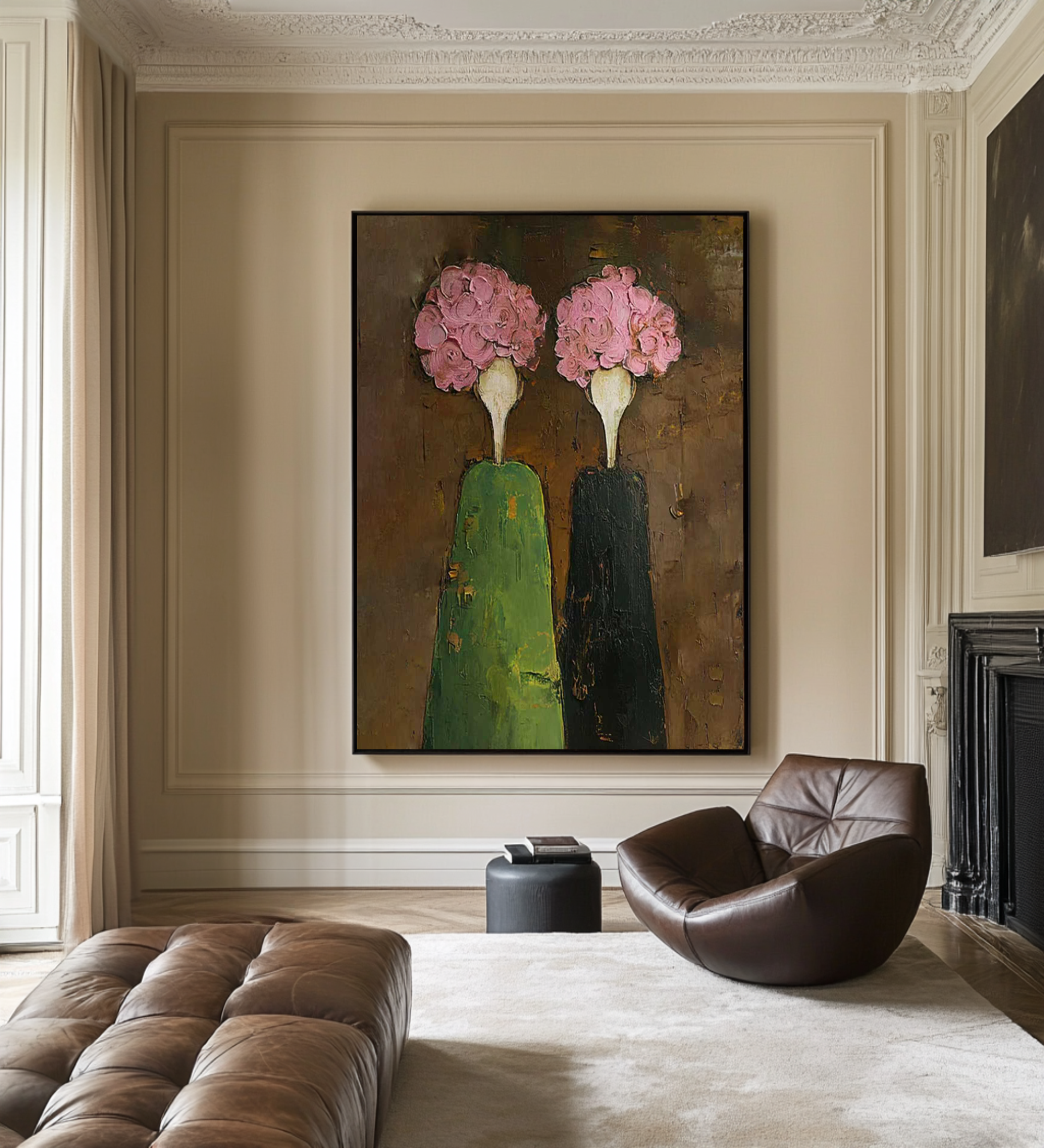 Large Contemporary Figurative Oil Painting – Statement Canvas Art for Entryway Decor #WAB 043