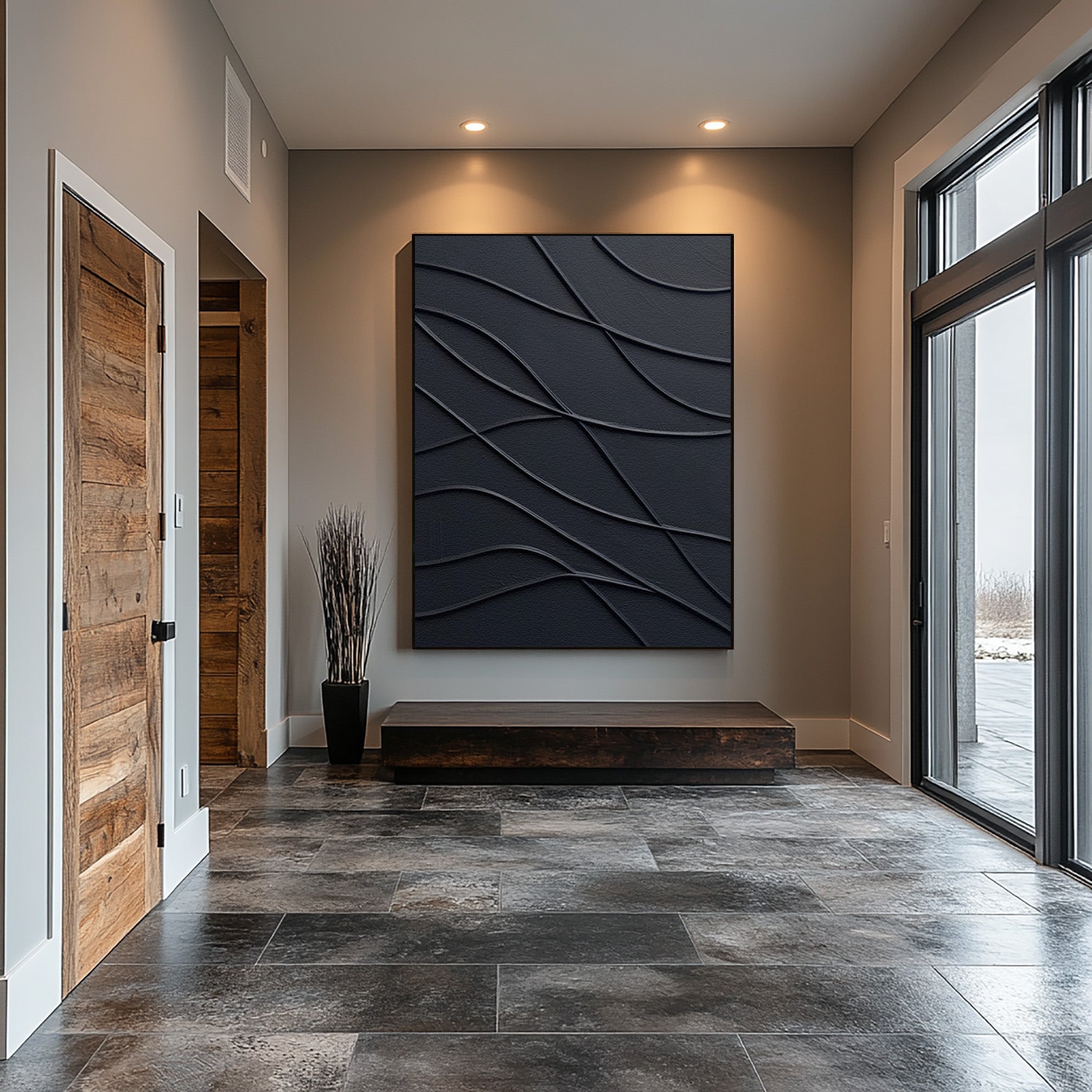 Large Black Canvas Art - Textured Wall Art for Contemporary Homes #BBA 059