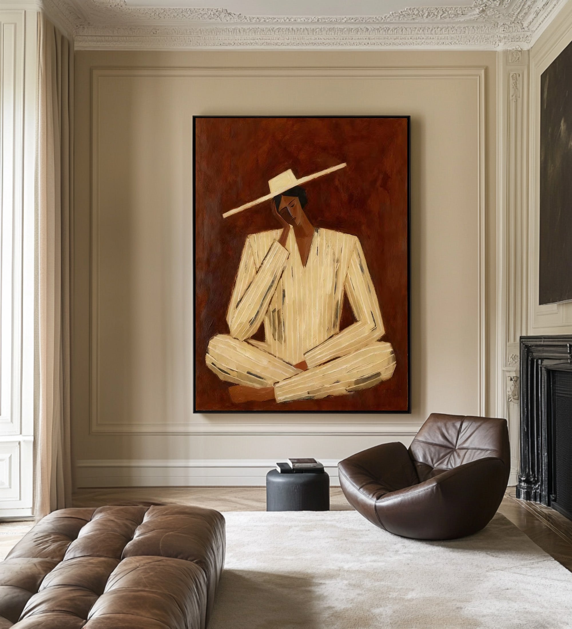 Large Contemporary Figurative Wall Art Modern Portrait Canvas Painting  