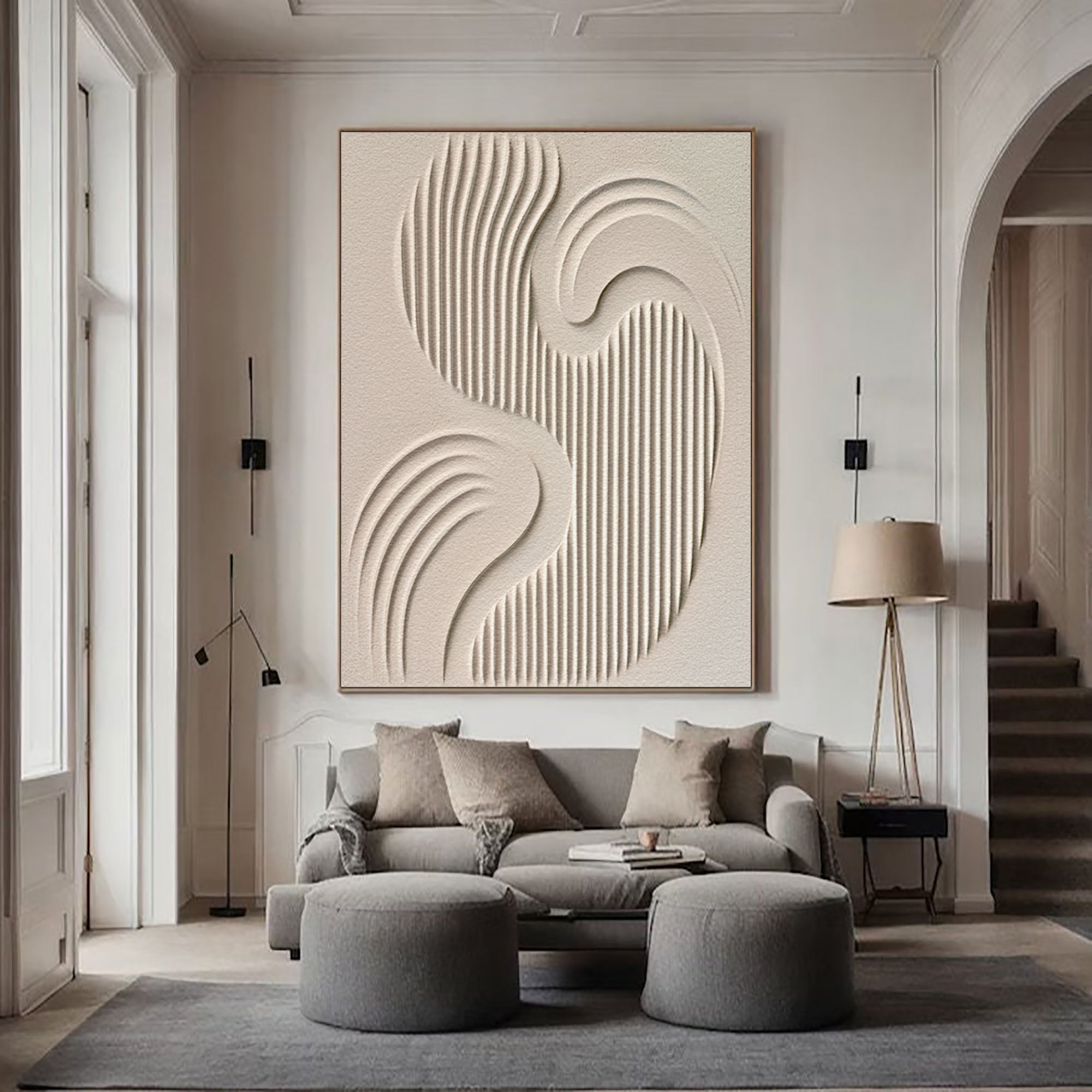 Modern Minimalist Textured Oil Painting Elegant Living Room Decor #BBM 010
