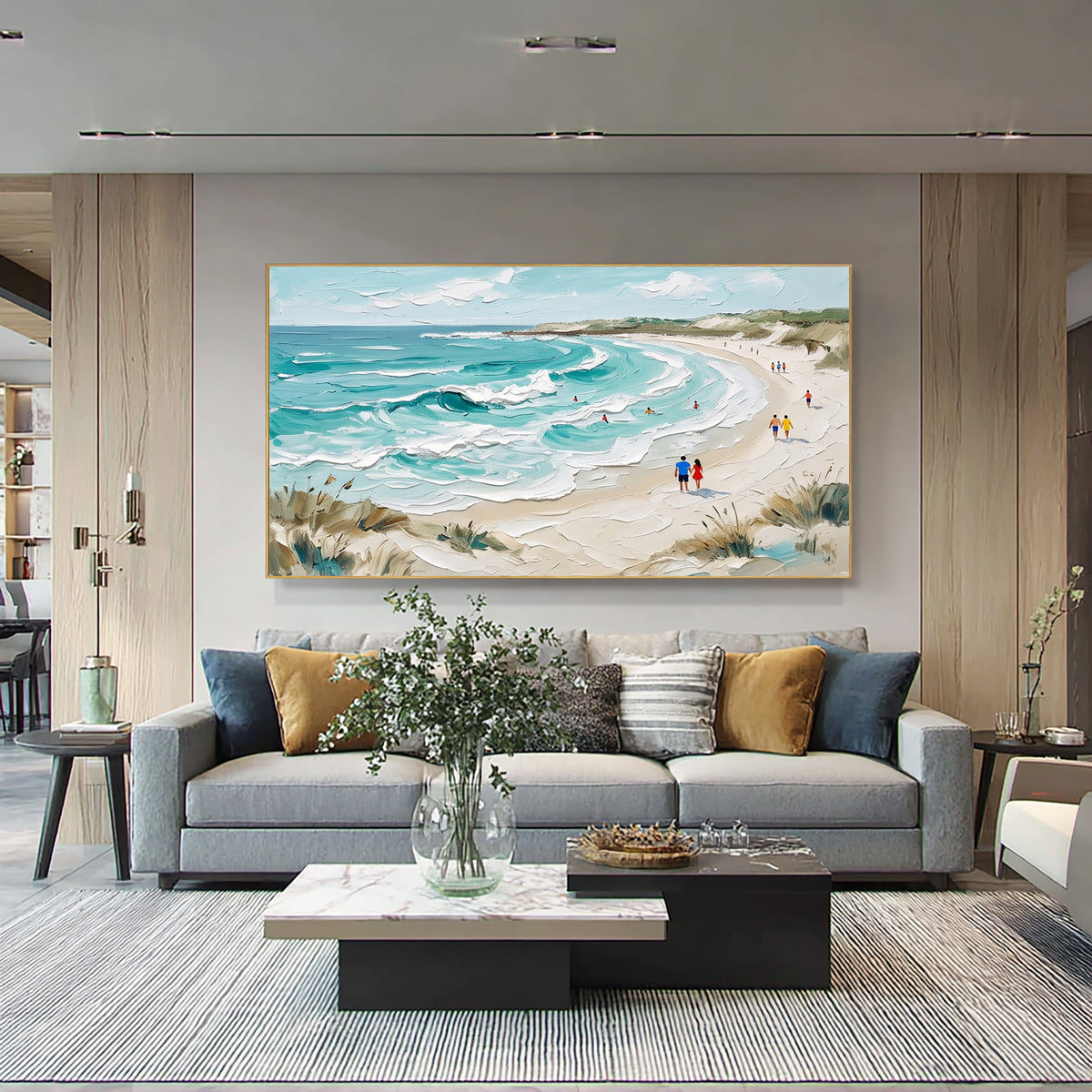 Turquoise Ocean Waves White Surf Textured Coastal Wall Art Painting