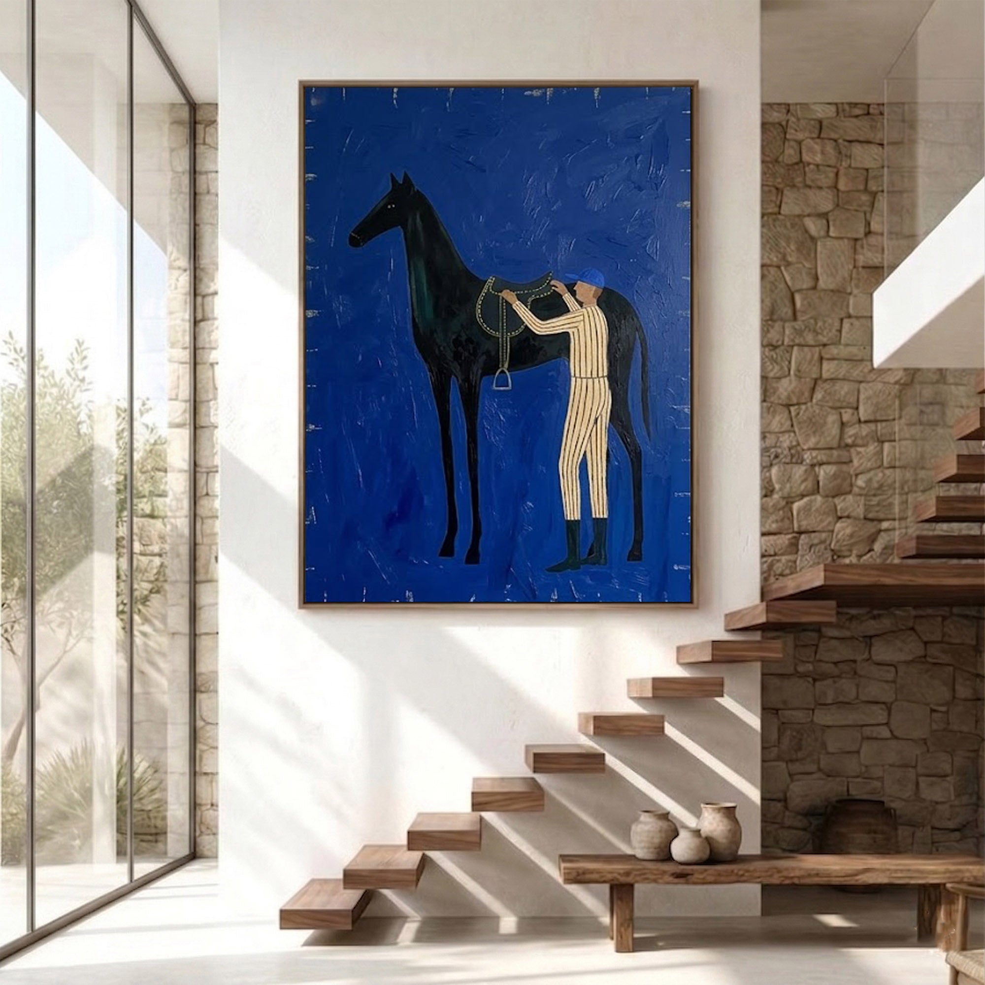 Large Cowboy Horse Wall Art Contemporary Western Equestrian Painting