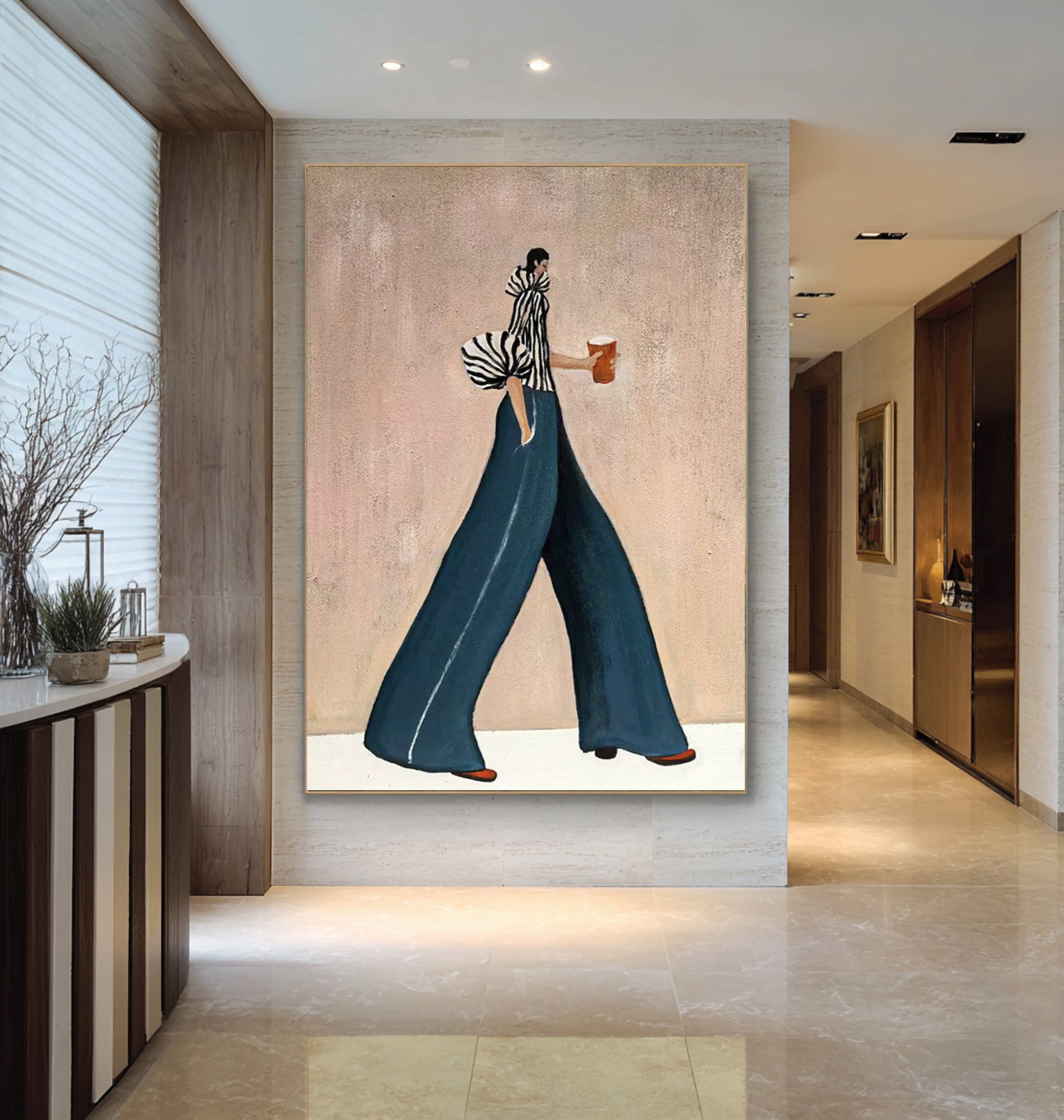 Large Fashion Woman Painting Modern Minimalist Figurative Wall Art
