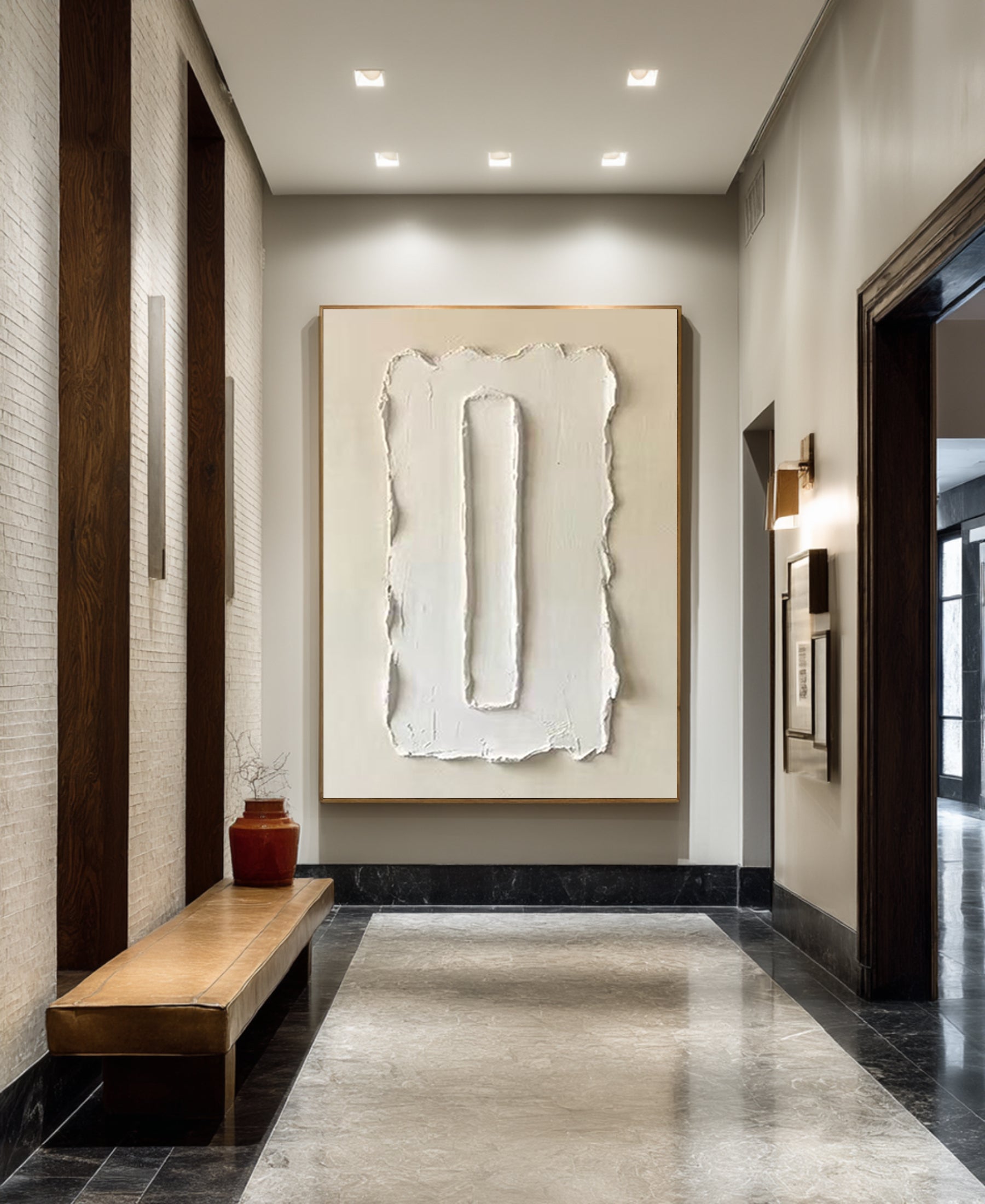 Large Minimalist White Texture Oil Painting for Modern Luxury Interiors  