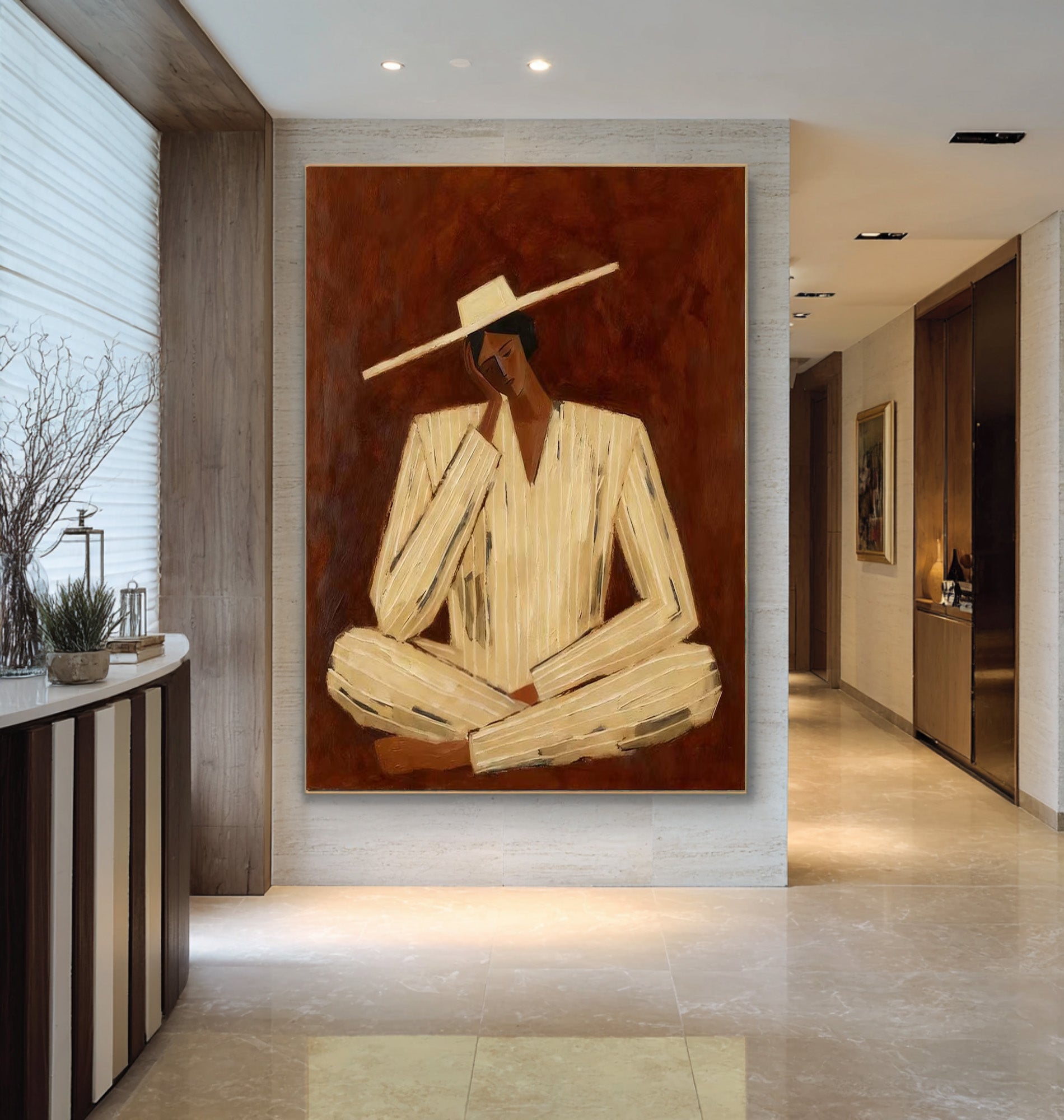Large Contemporary Figurative Wall Art Modern Portrait Canvas Painting  