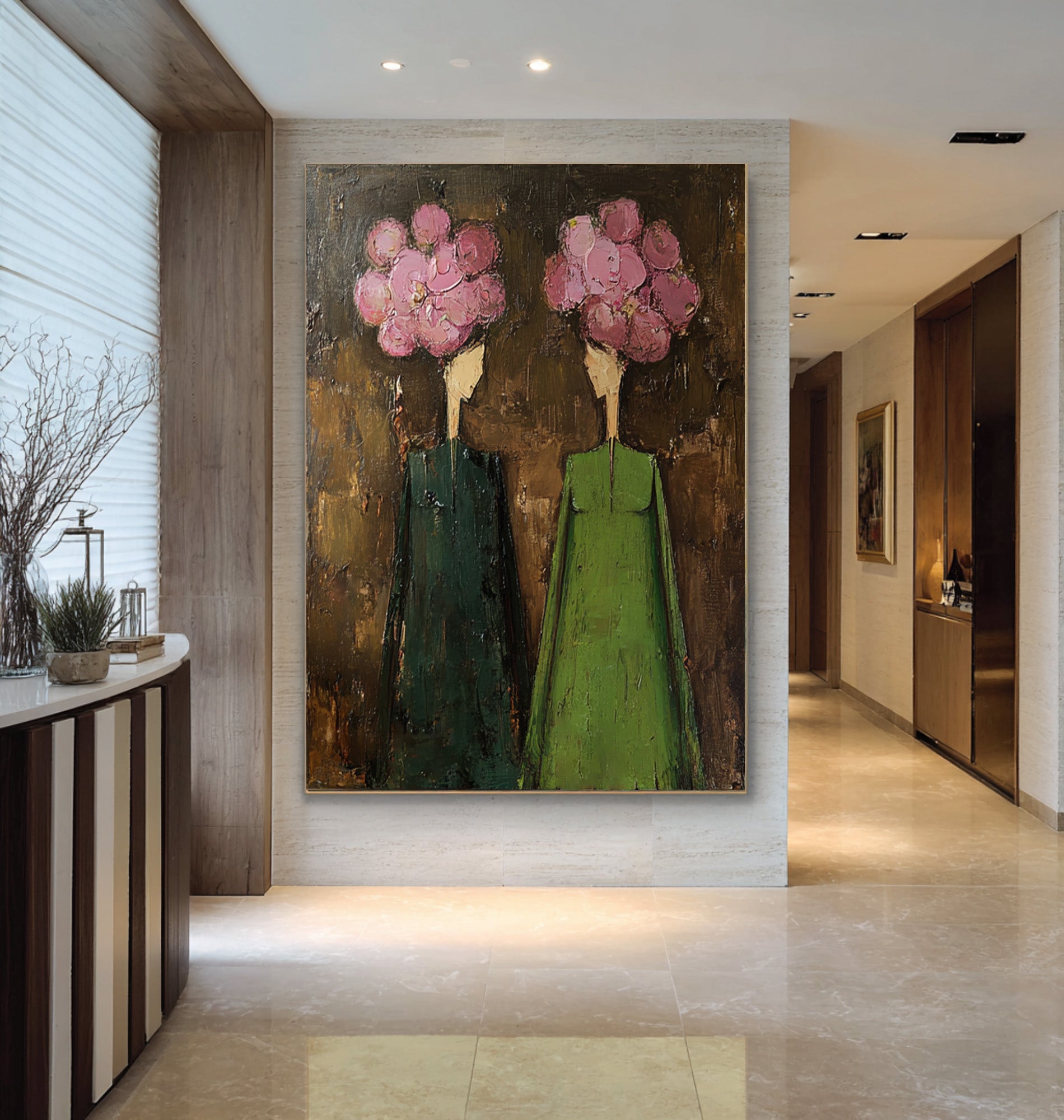 Large Contemporary Figurative Oil Painting – Statement Canvas Art for Entryway Wall #WAB 038