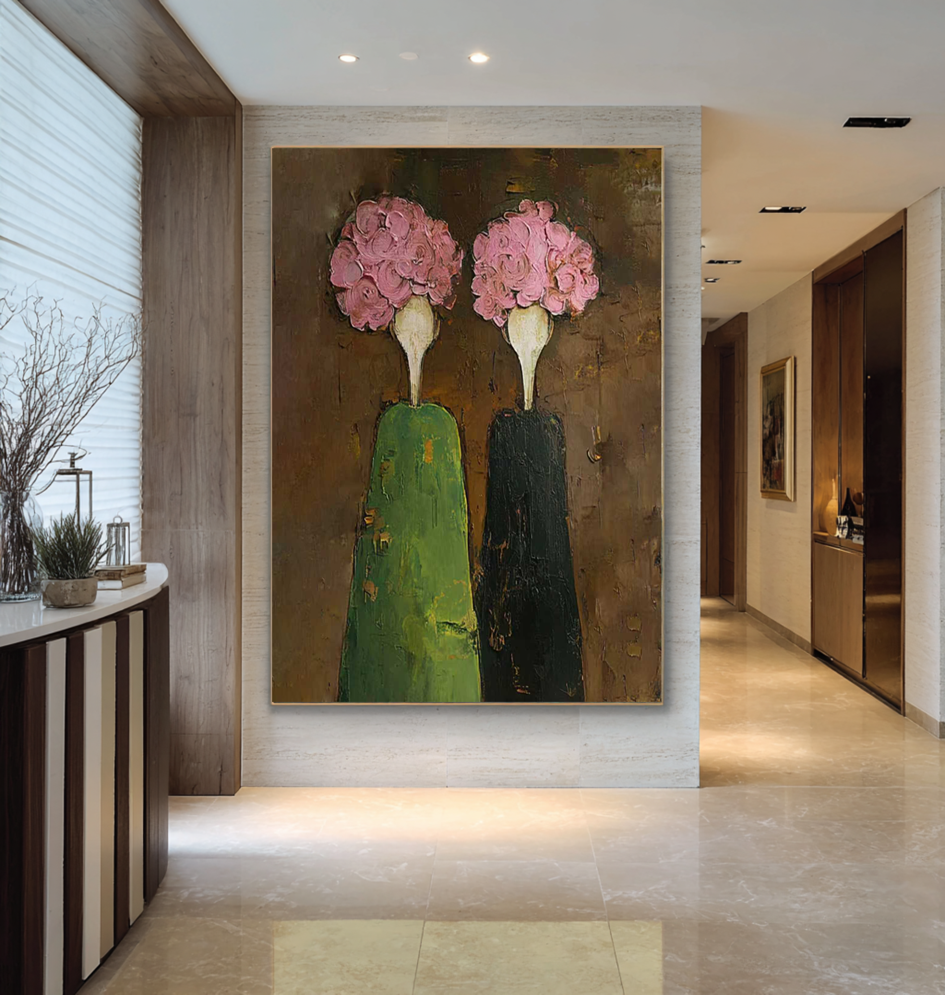 Large Contemporary Figurative Oil Painting – Statement Canvas Art for Entryway Decor #WAB 043