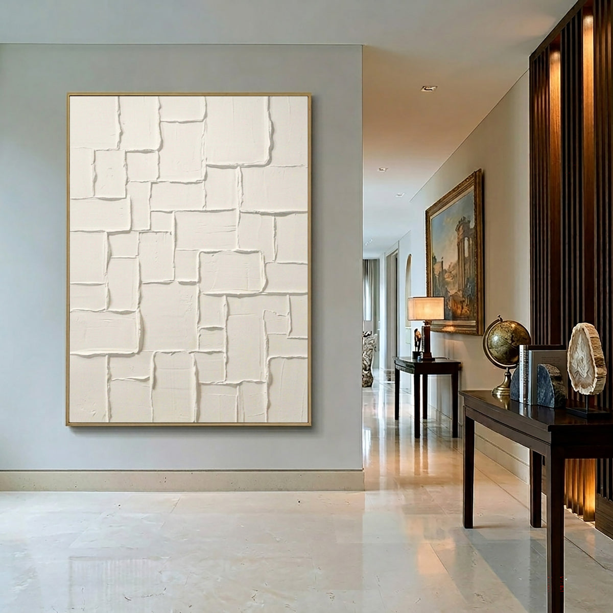 Endless White Layers Large Abstract Wall Art Textured White Relief Contemporary Artwork Luxury Home Decor