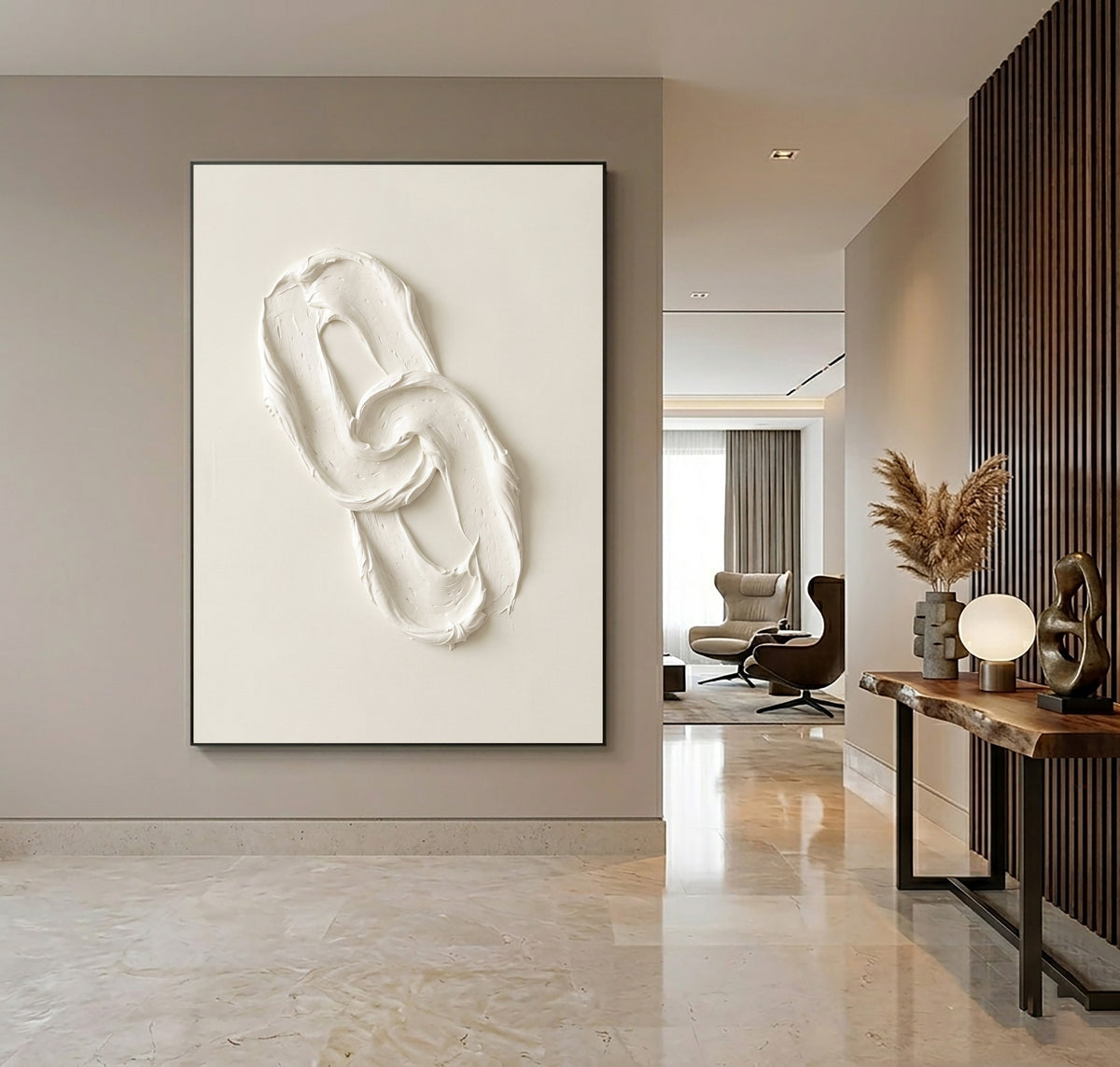 An Endless Gesture Large White Textured Abstract Wall Art Sculptural Relief Contemporary Minimalist Artwork
