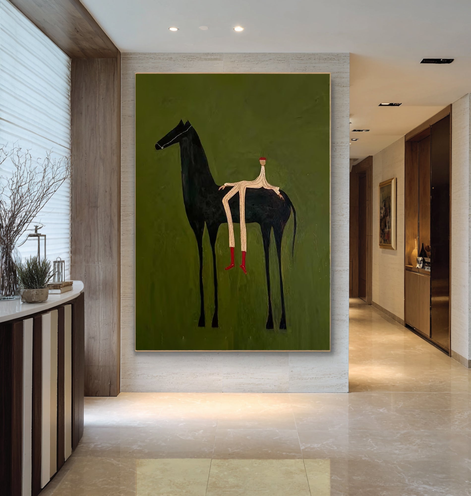 Large Surreal Horse Painting Contemporary Figurative Wall Art 