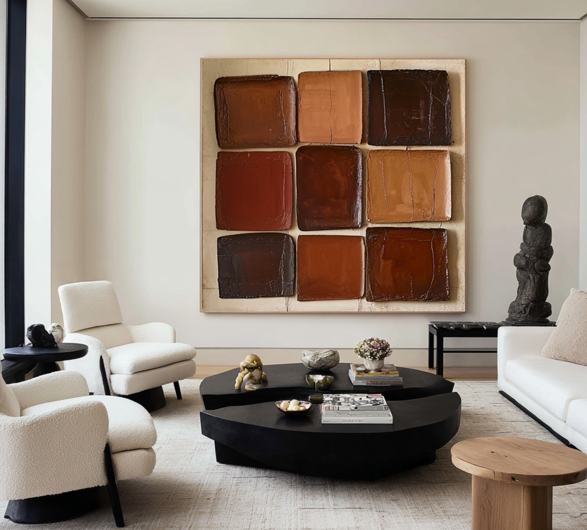 Large Contemporary Abstract Oil Painting, Earth Tone Textured Art for Modern Interior | ArtvistaGallery #WAB 009