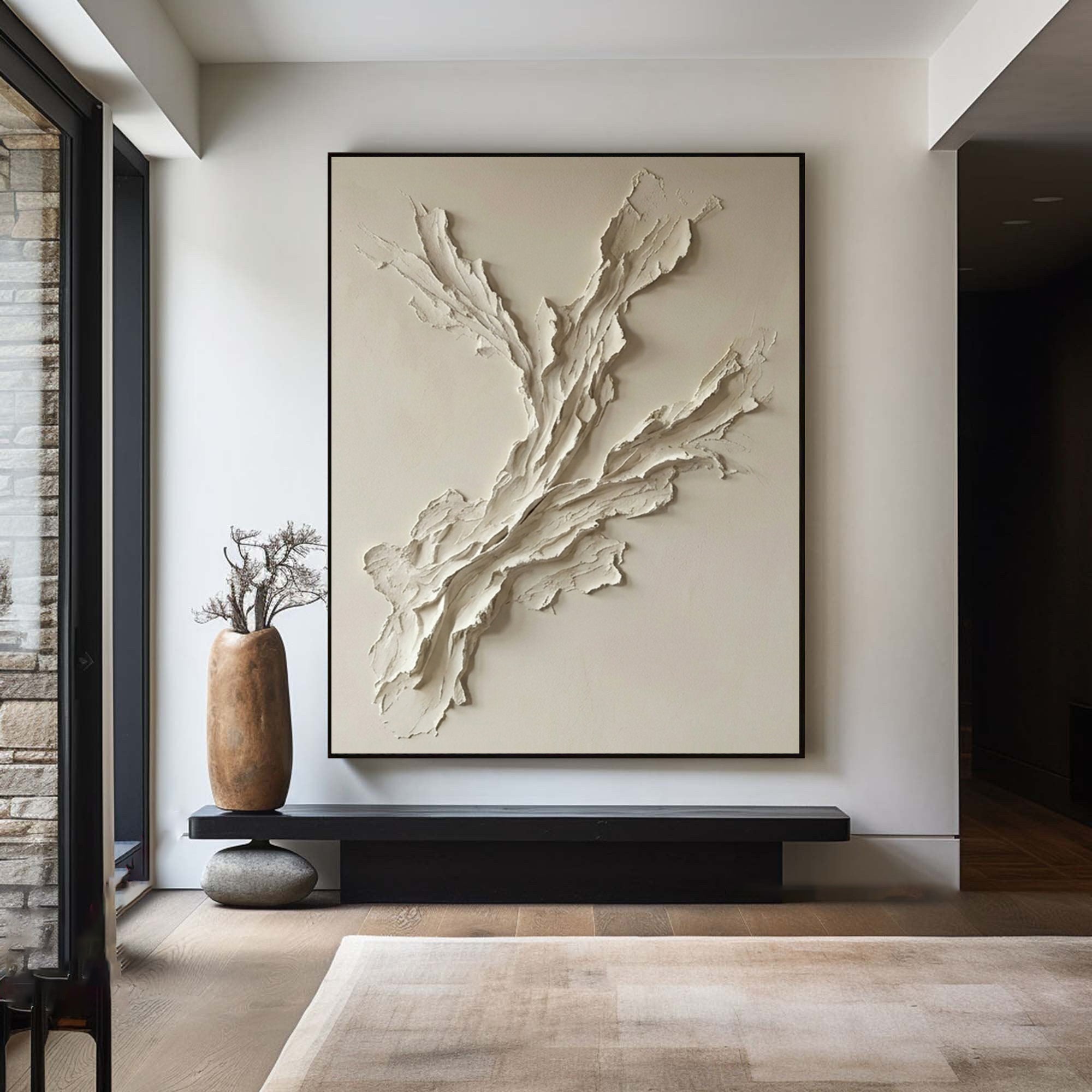 Large Organic Textured Oil Painting for Modern Neutral Wall Decor
