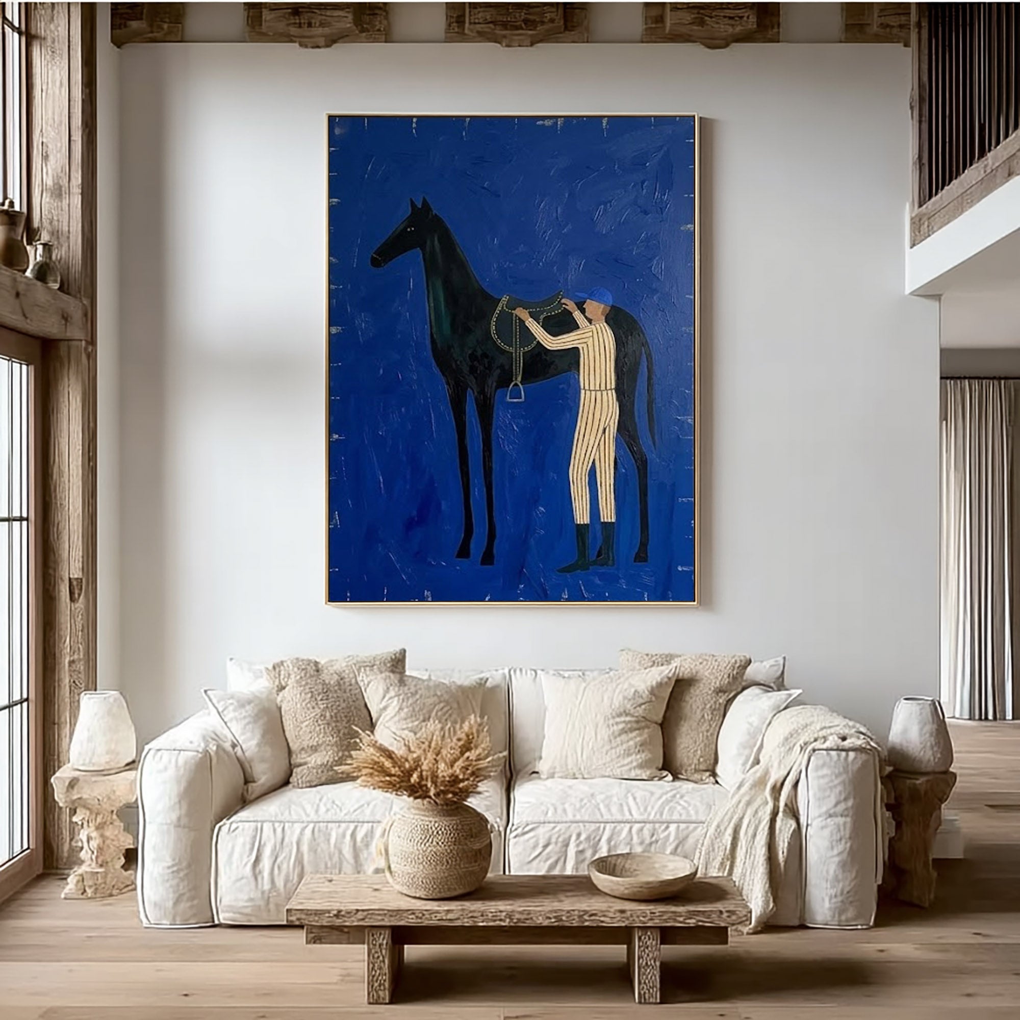 Large Cowboy Horse Wall Art Contemporary Western Equestrian Painting