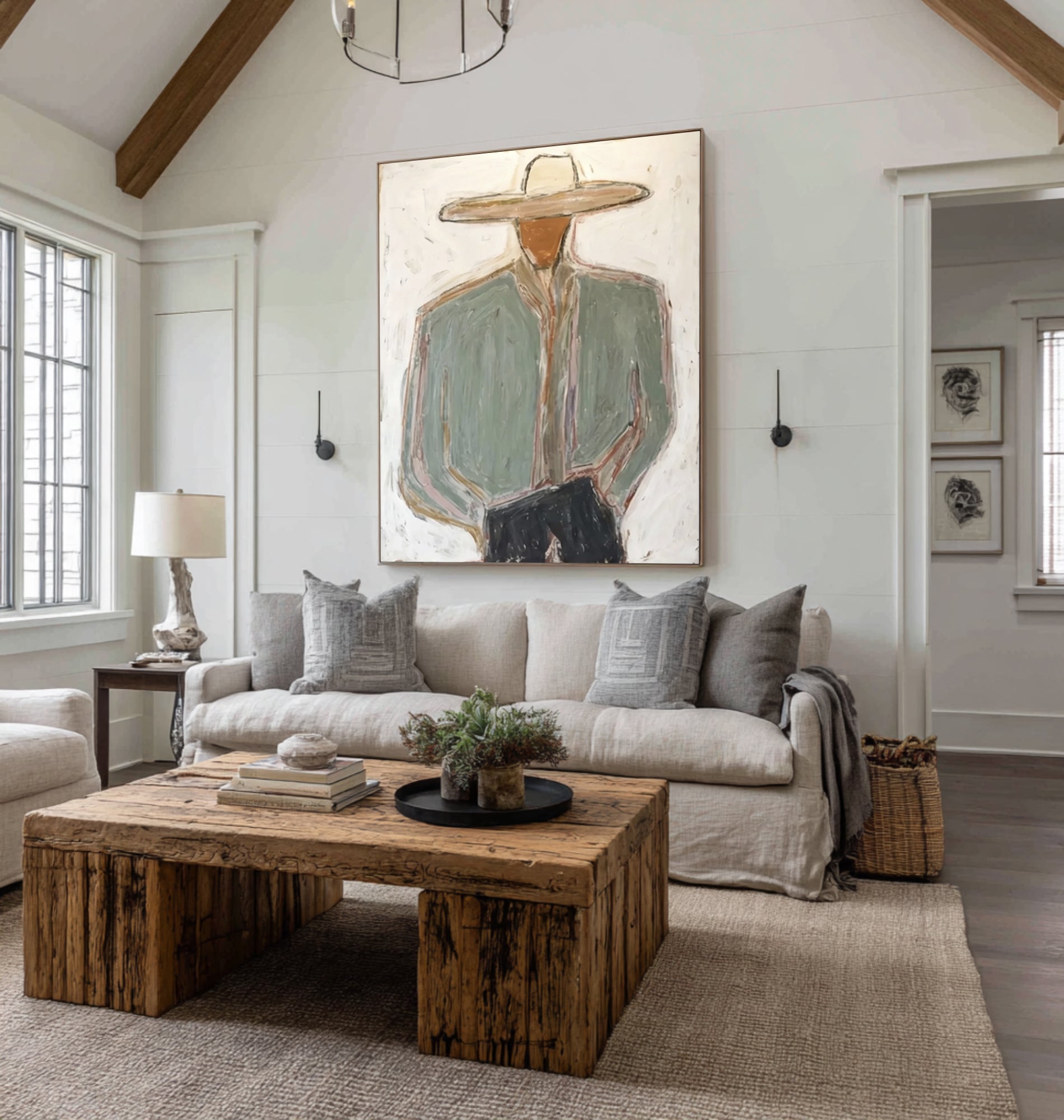 Oversized Modern Cowboy Canvas Art Contemporary Western Painting