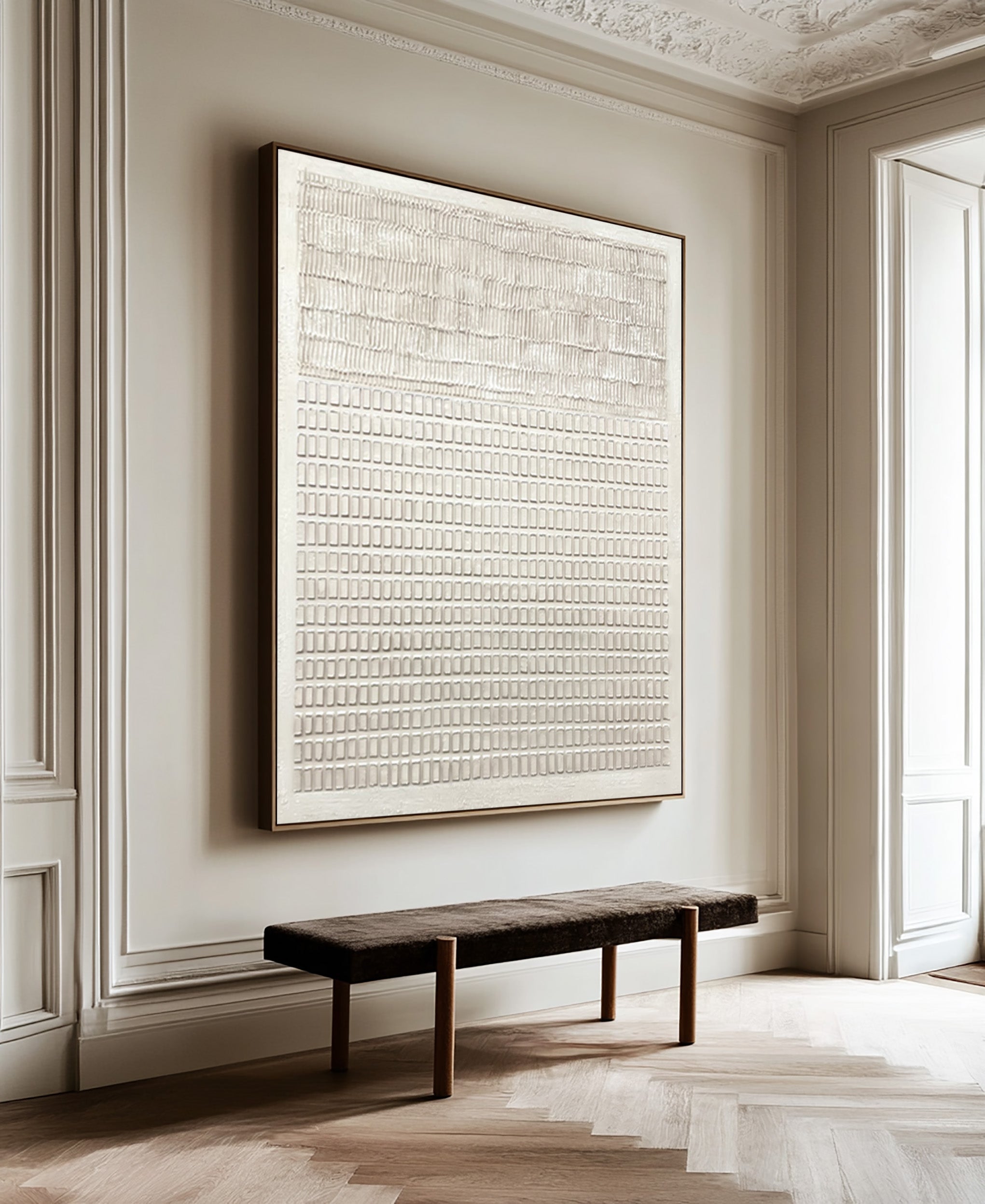 Large White Textured Art Modern Hallway Decor  #WG 041