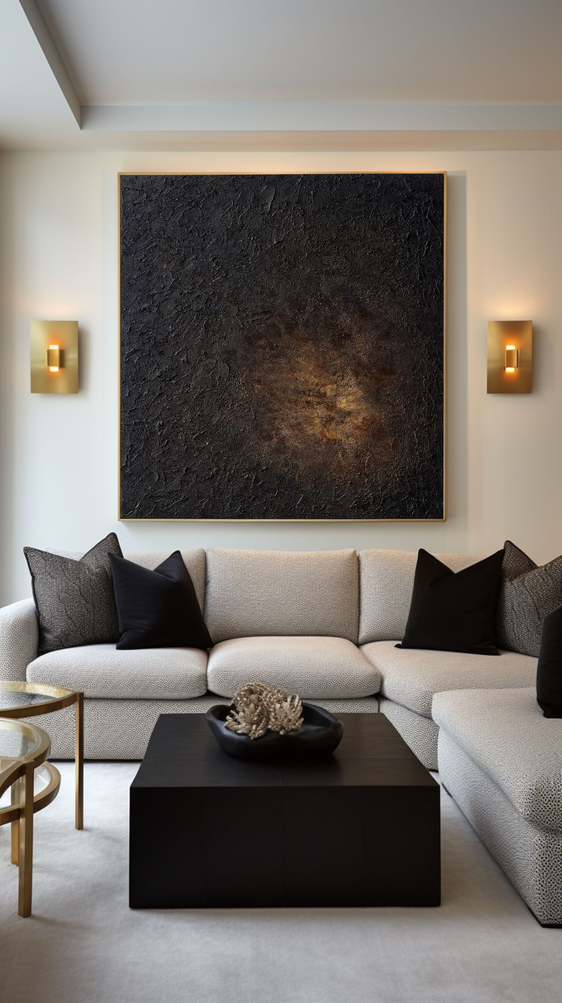 Abstract Texture Canvas with Glimmering Light, Dark Impasto #BGA 068