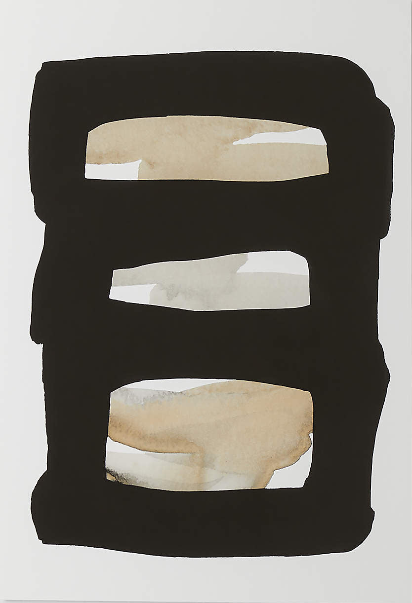 Black Frame with Beige and White Bands, Contemporary Canvas #BGA 050