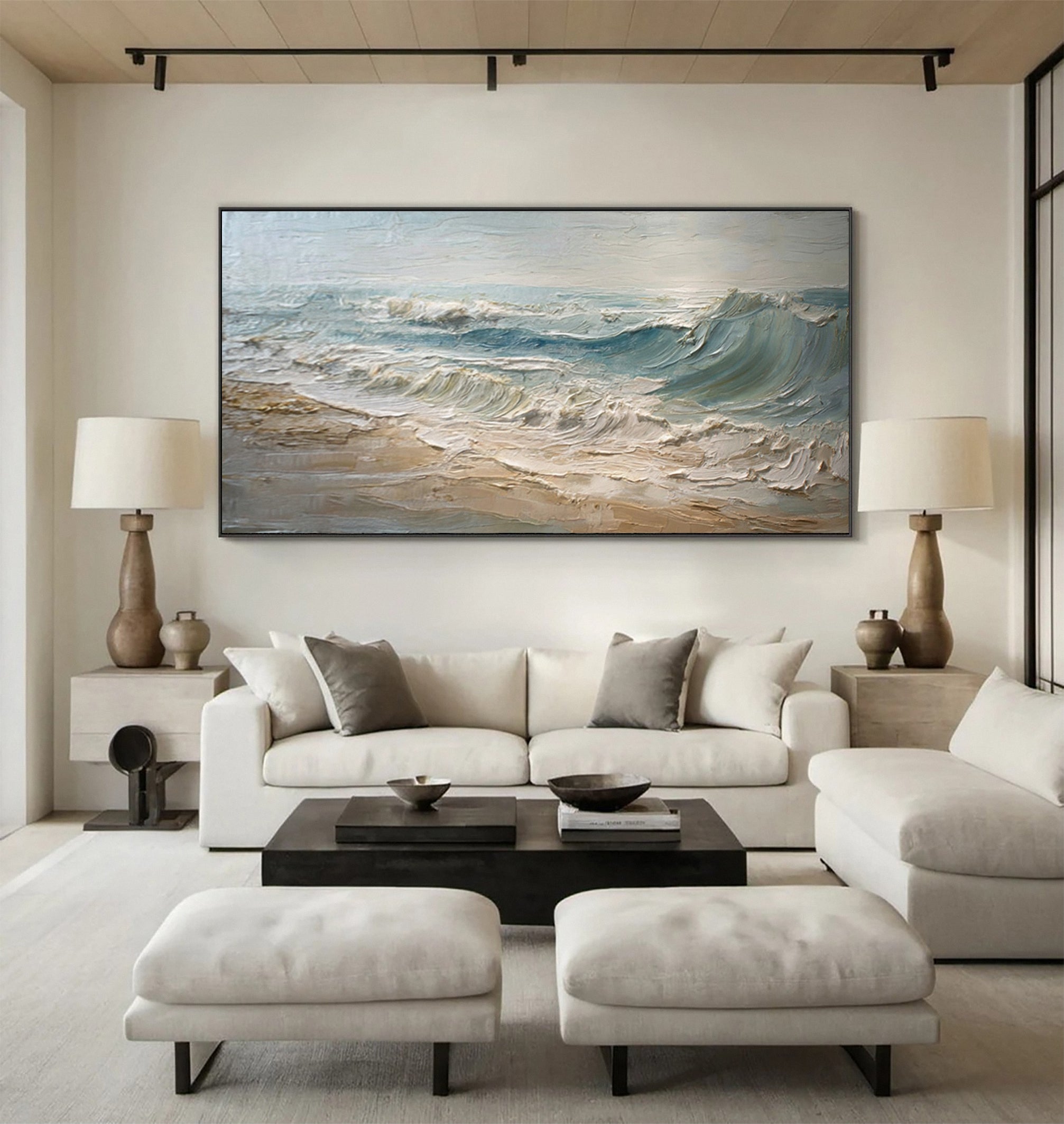 Contemporary Ocean Art Impasto Waves Wall Decor #WG 039