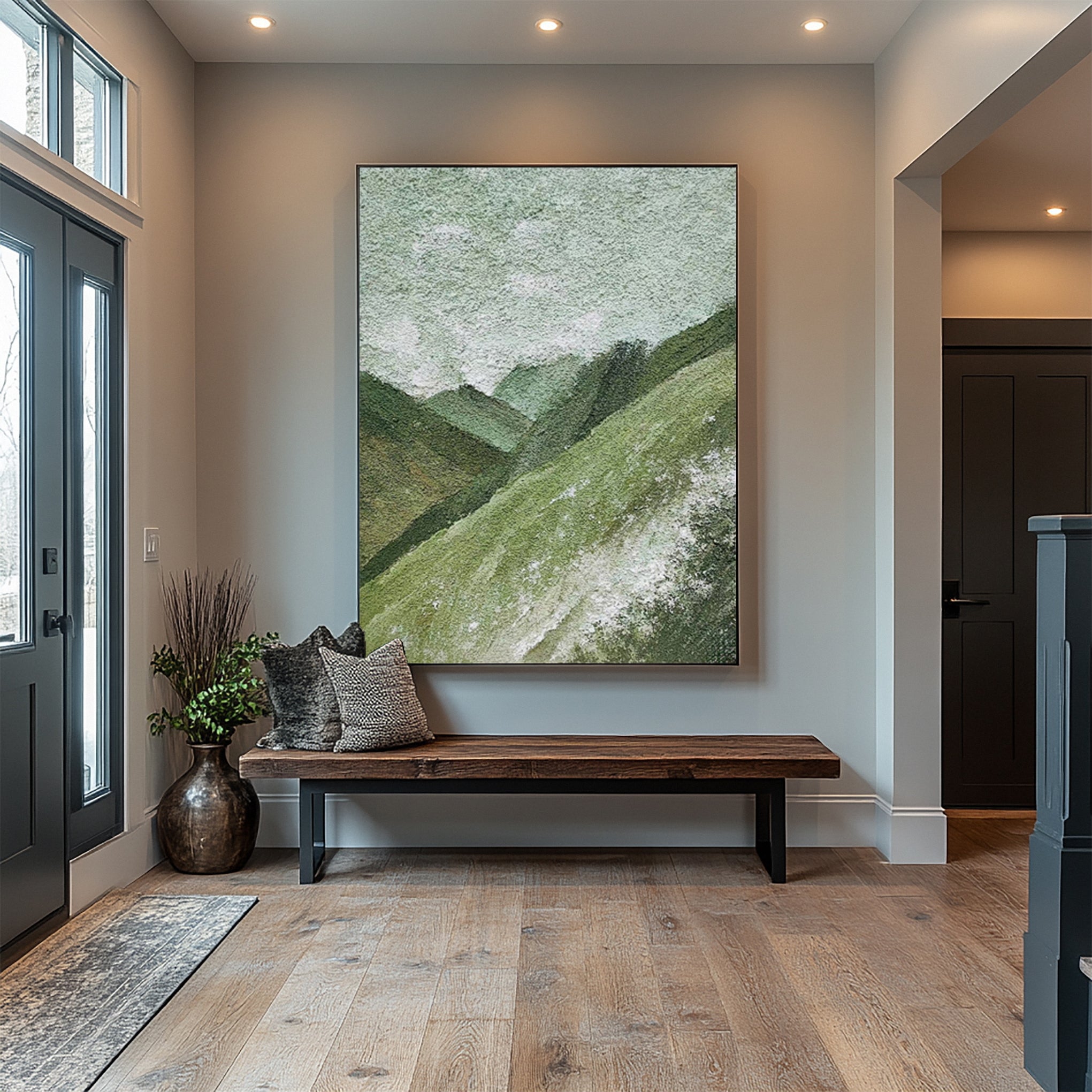 Abstract Art with Texture Evoking Hills and Light Patches #BGA 274